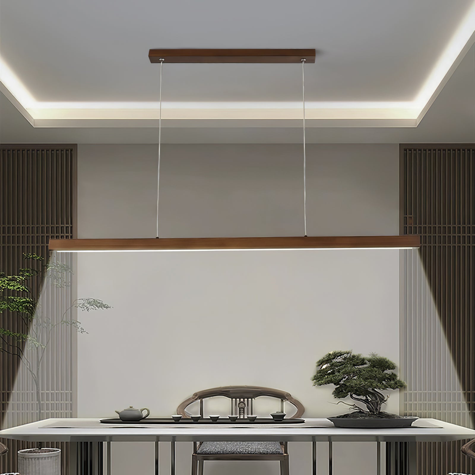 Elowen Linear Minimalist Wood Pendant Light - Letslighting