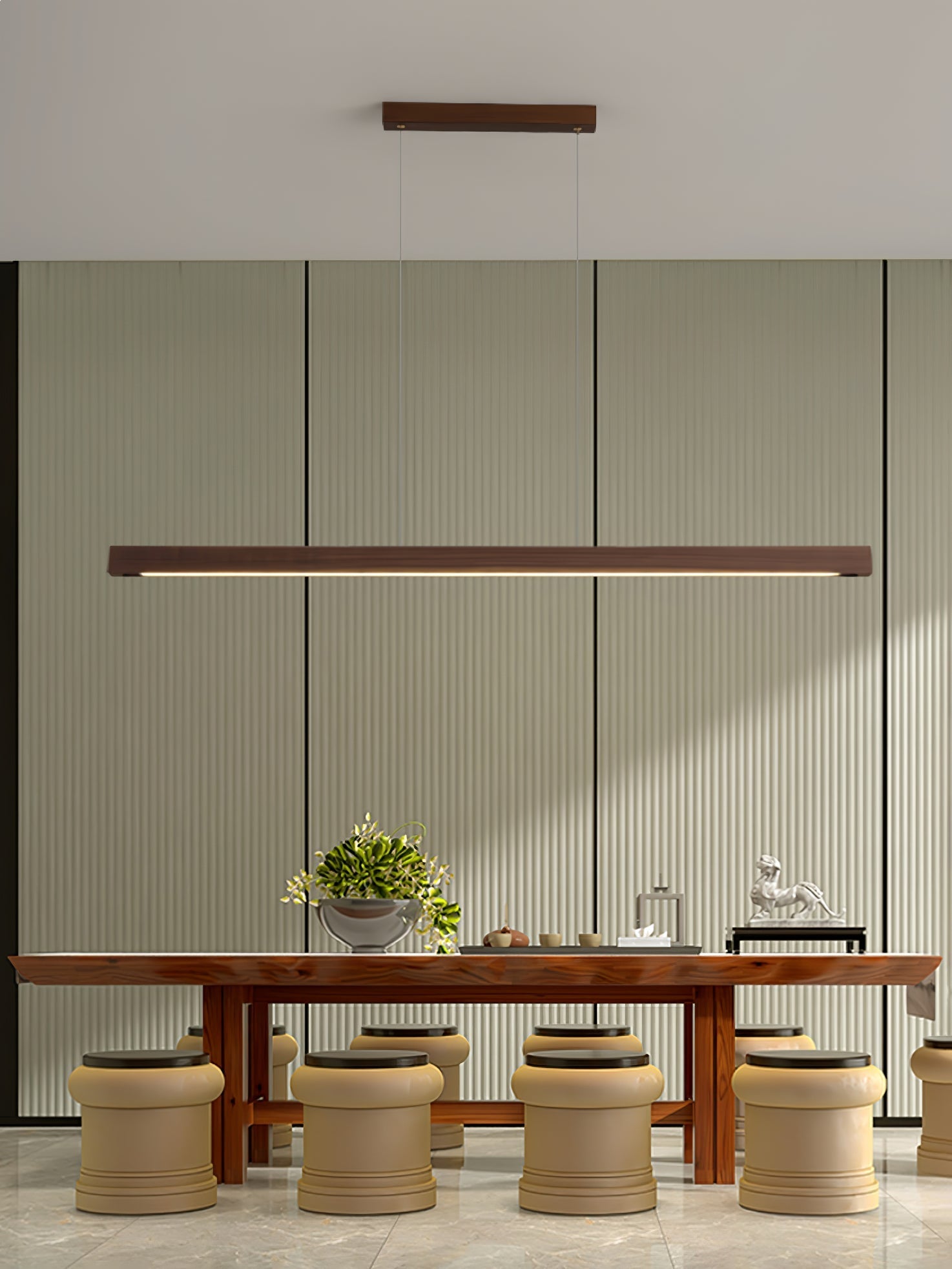 Elowen Linear Minimalist Wood Pendant Light - Letslighting