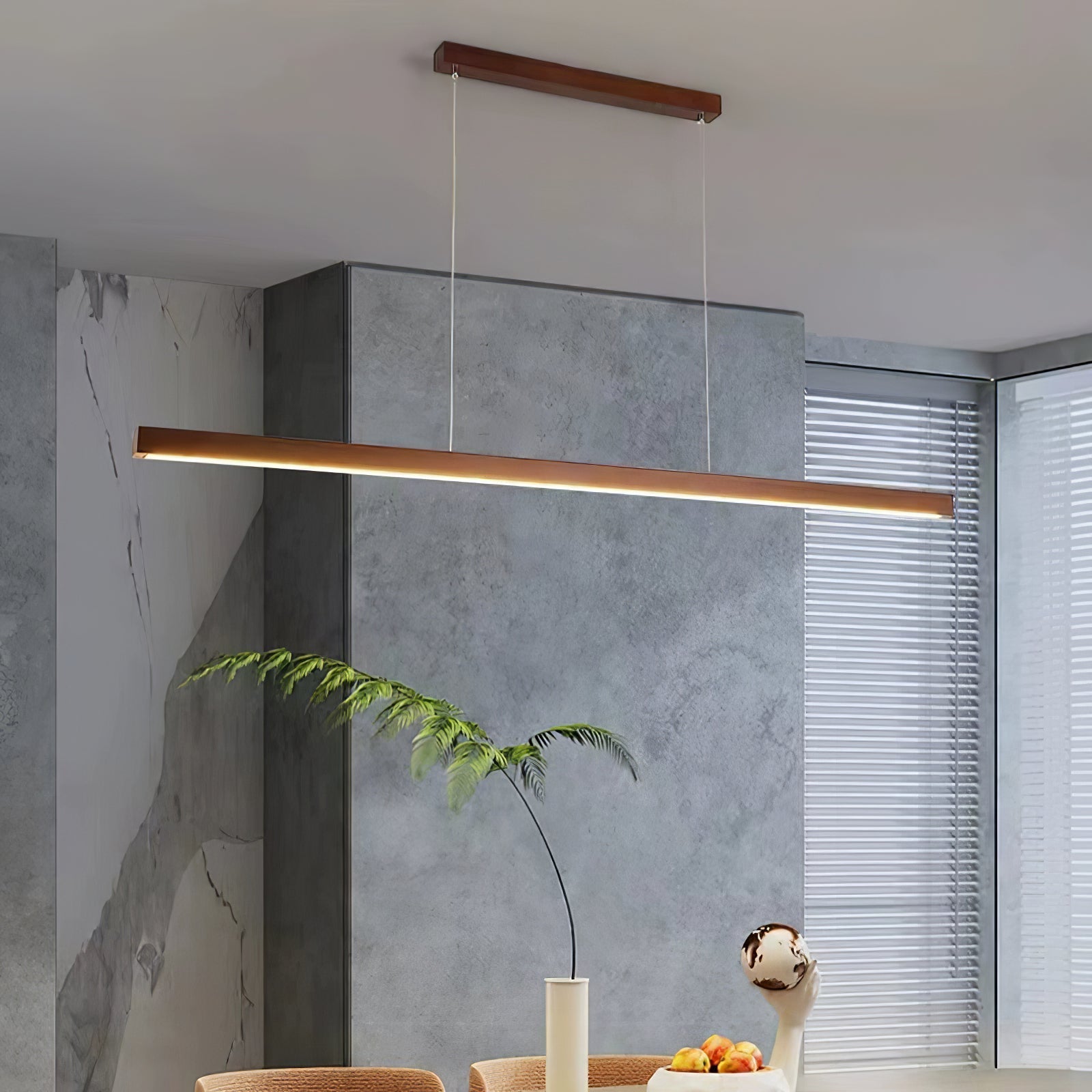 Elowen Linear Minimalist Wood Pendant Light - Letslighting