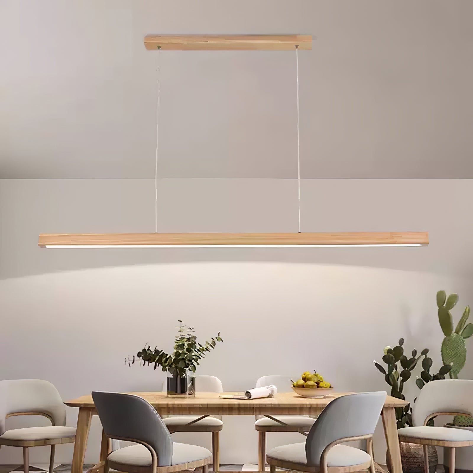 Elowen Linear Minimalist Wood Pendant Light - Letslighting