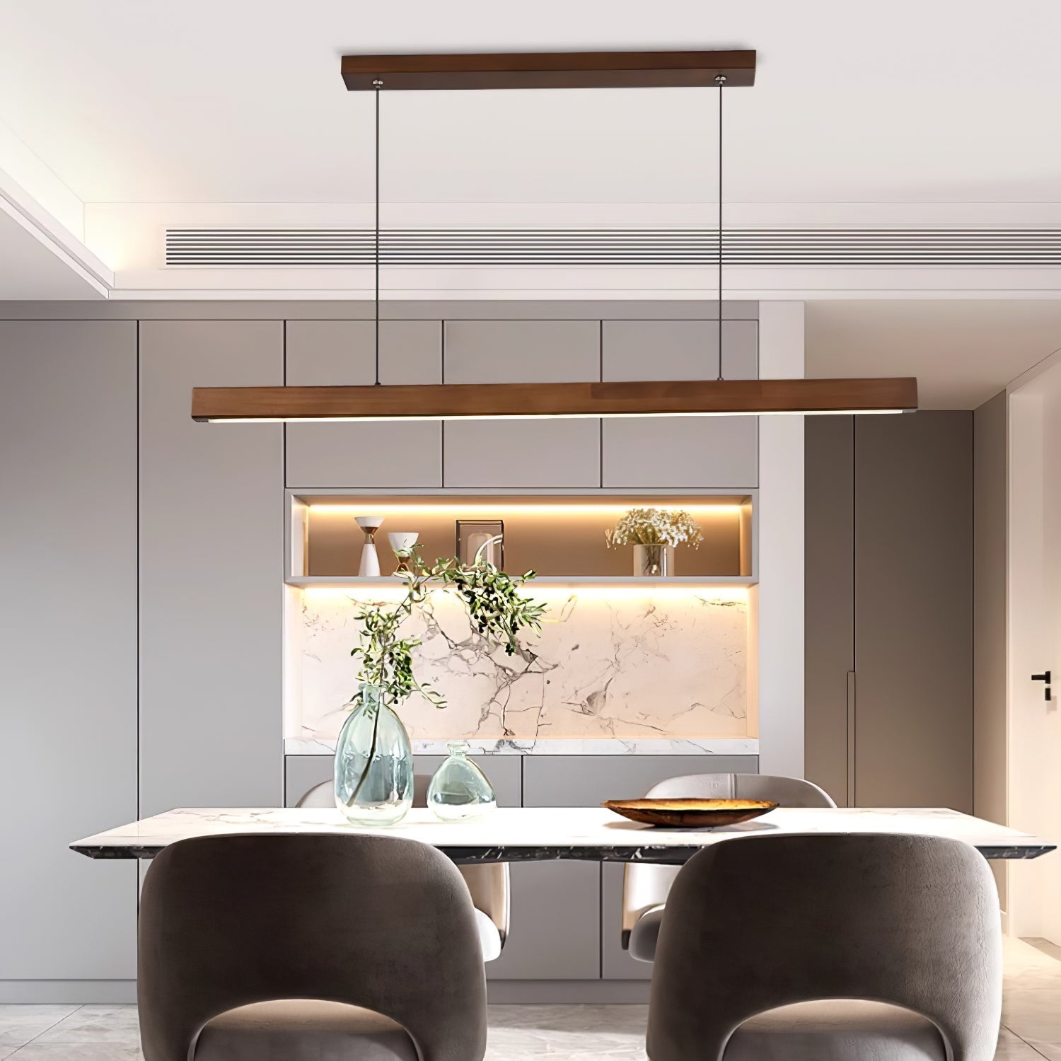Elowen Linear Minimalist Wood Pendant Light - Letslighting