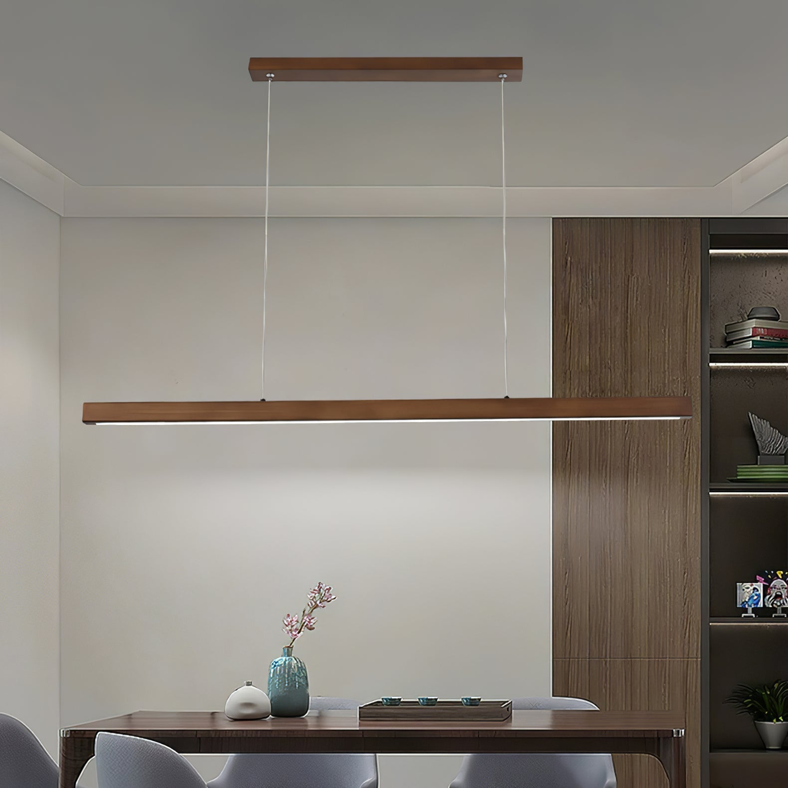 Elowen Linear Minimalist Wood Pendant Light - Letslighting