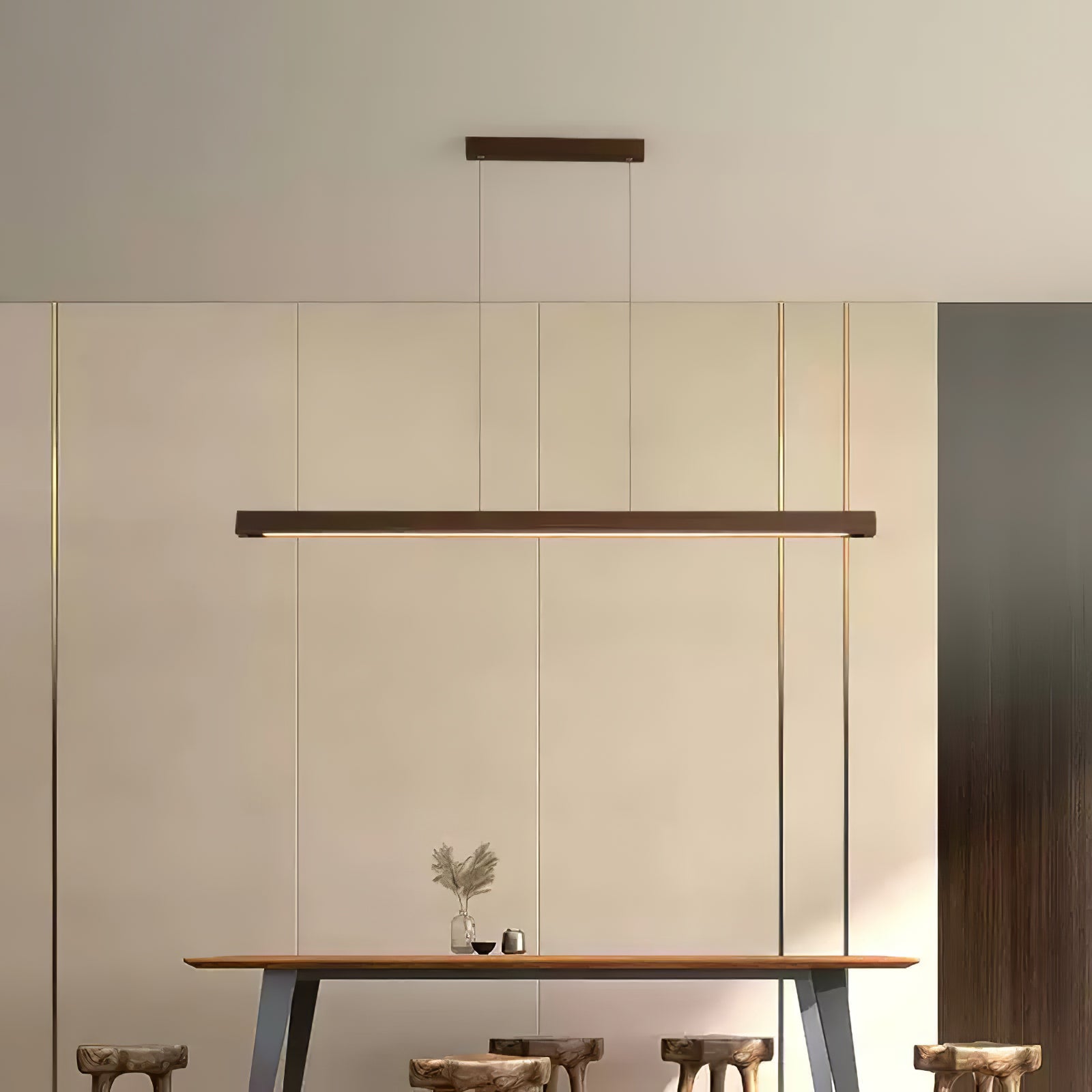 Elowen Linear Minimalist Wood Pendant Light - Letslighting