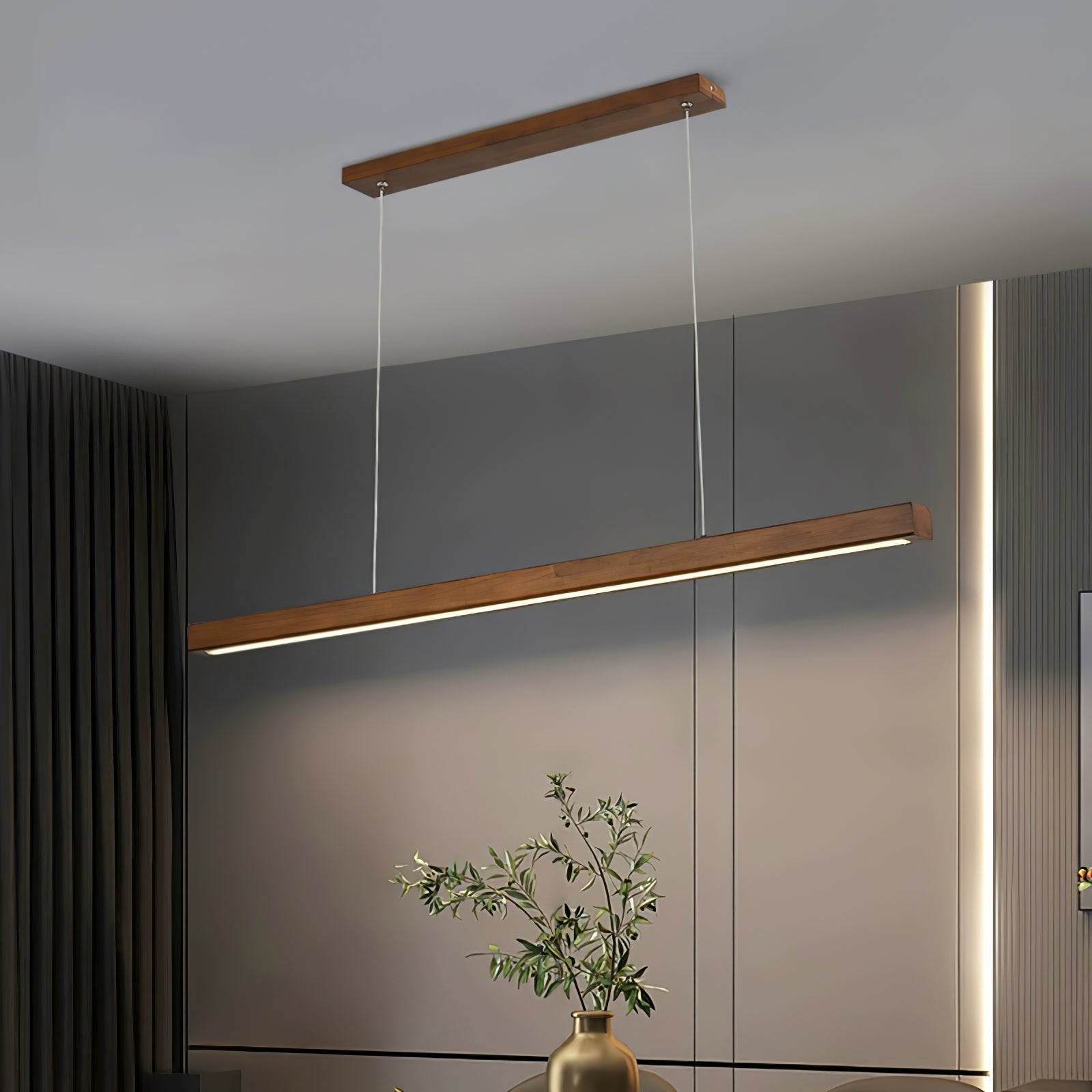 Elowen Linear Minimalist Wood Pendant Light - Letslighting