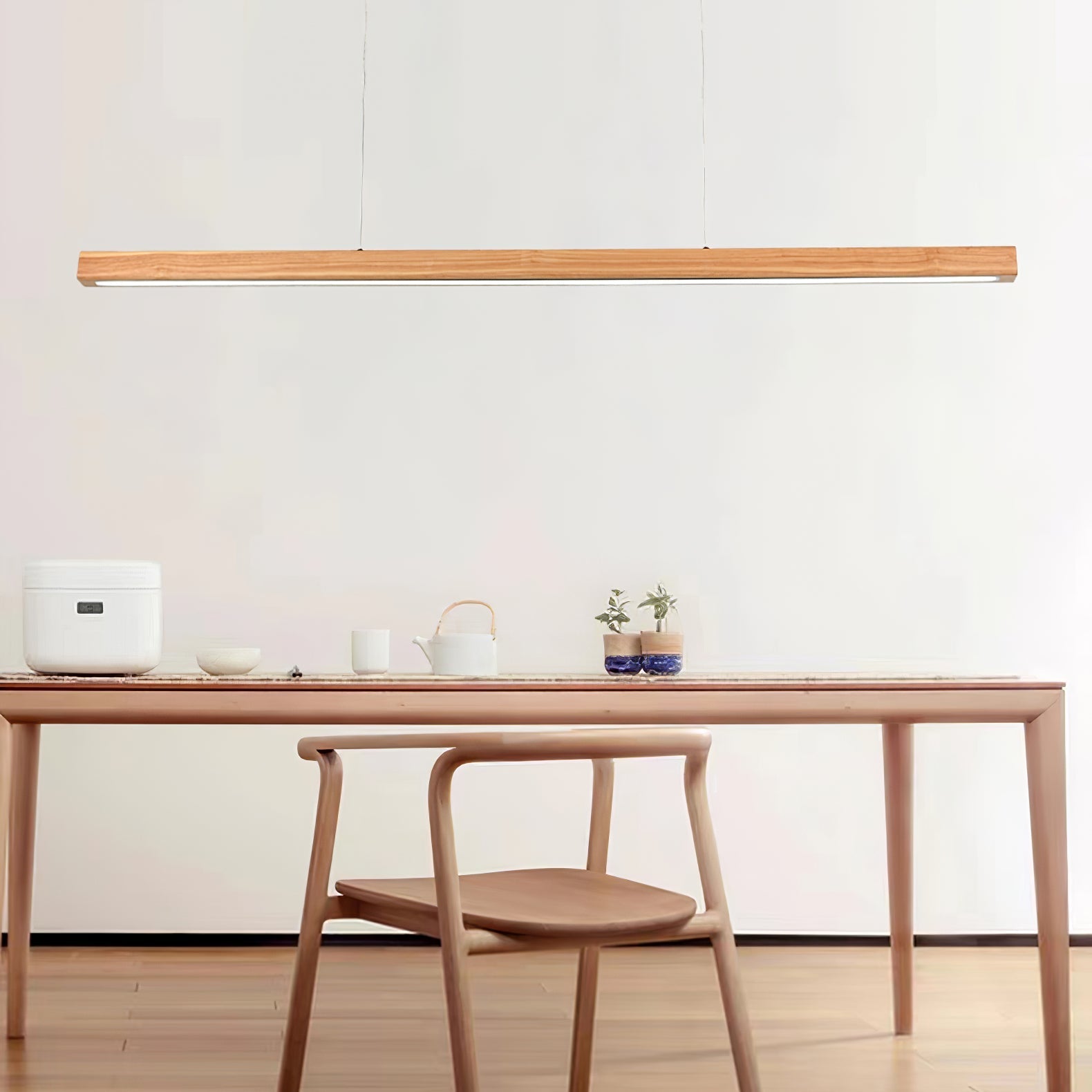 Elowen Linear Minimalist Wood Pendant Light - Letslighting