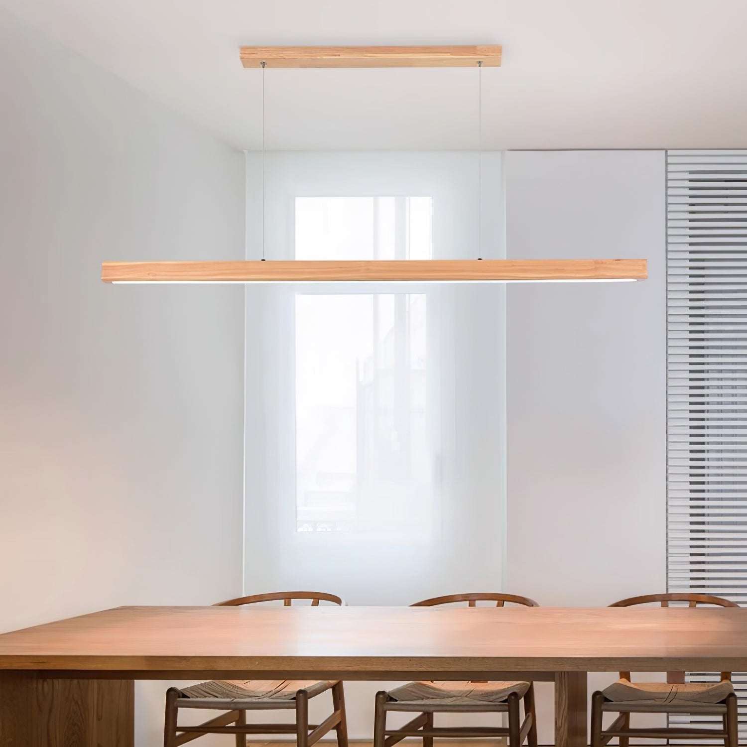 Elowen Linear Minimalist Wood Pendant Light - Letslighting