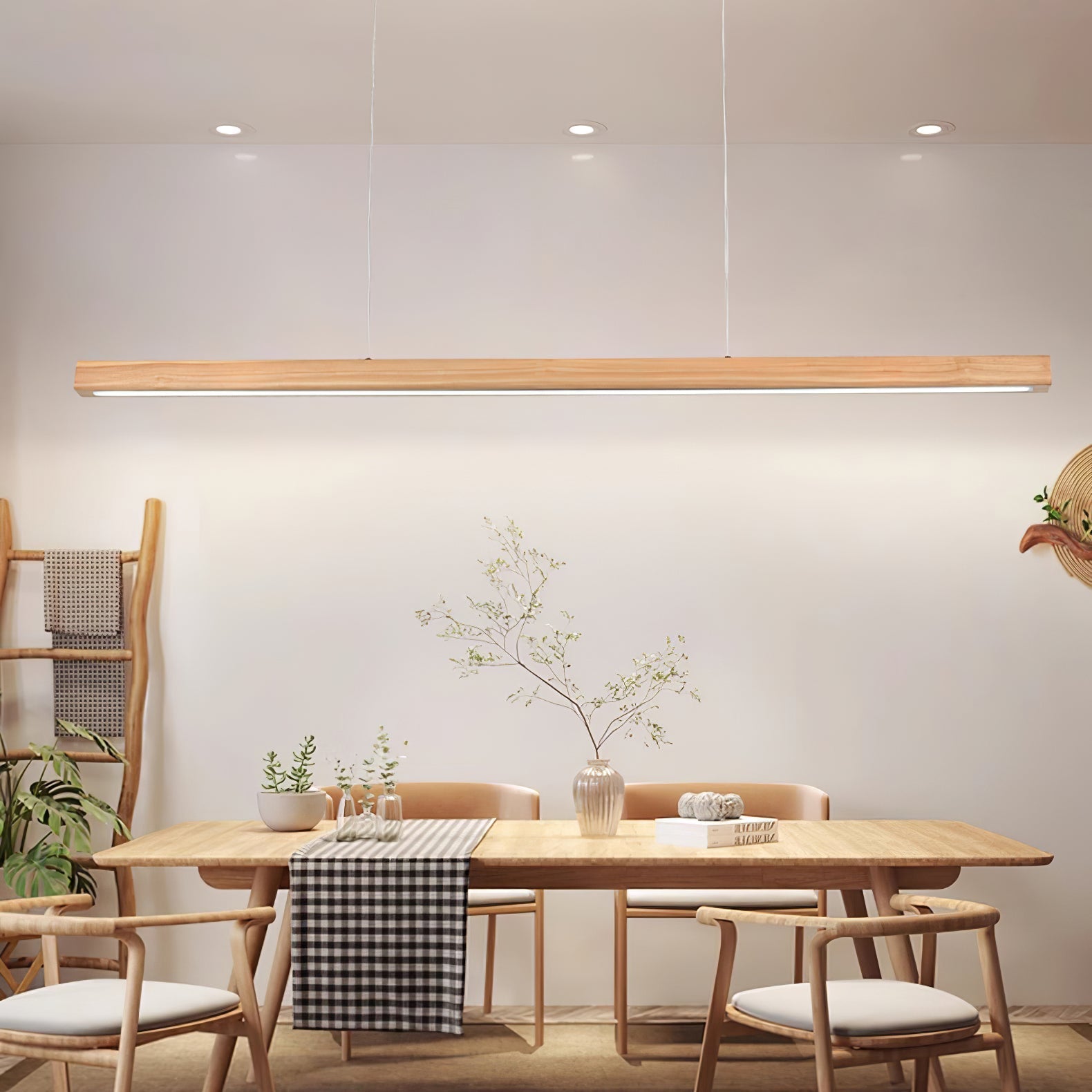 Elowen Linear Minimalist Wood Pendant Light - Letslighting