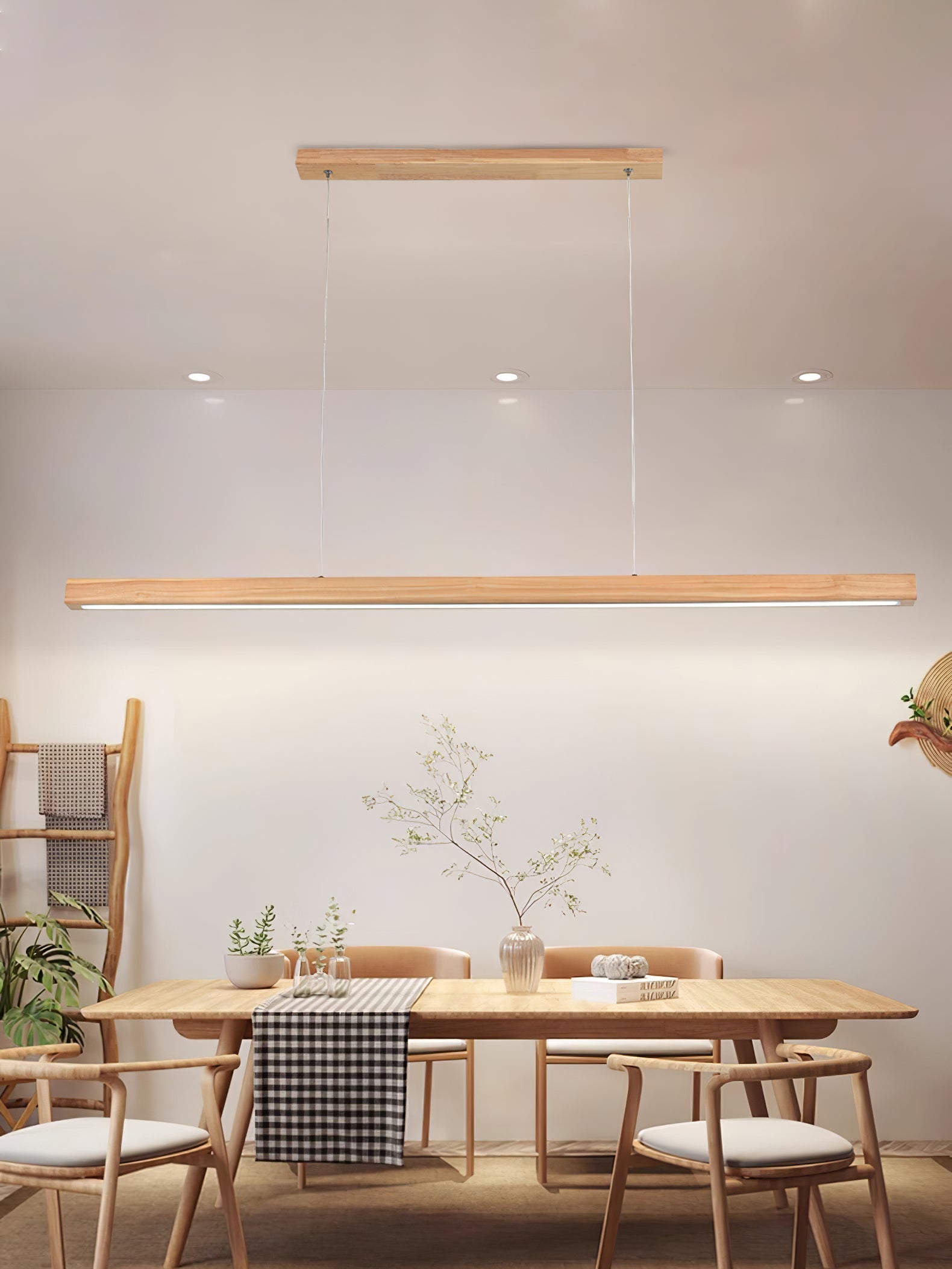 Elowen Linear Minimalist Wood Pendant Light - Letslighting