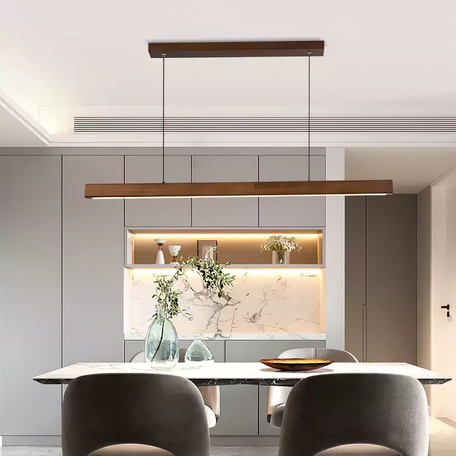 Elowen Linear Minimalist Wood Pendant Light - Letslighting