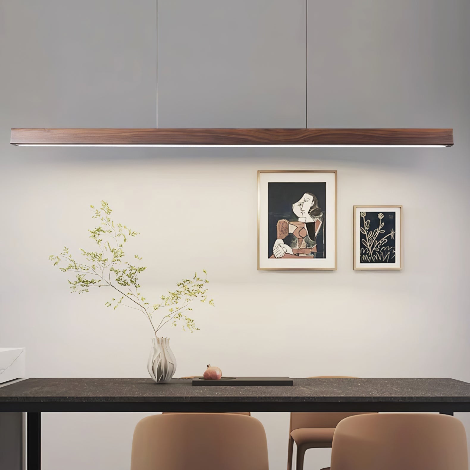 Elowen Linear Minimalist Wood Pendant Light - Letslighting