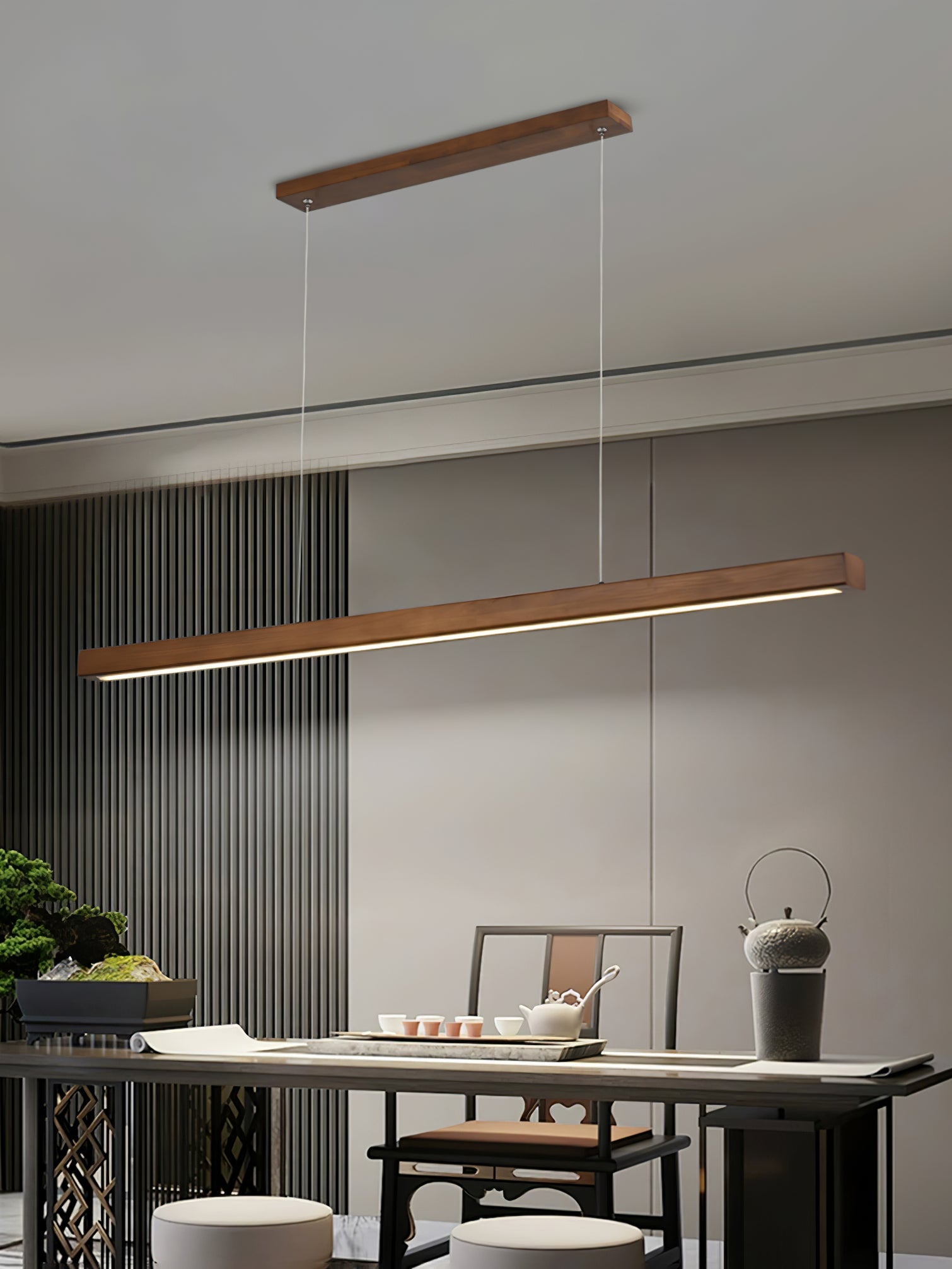 Elowen Linear Minimalist Wood Pendant Light - Letslighting