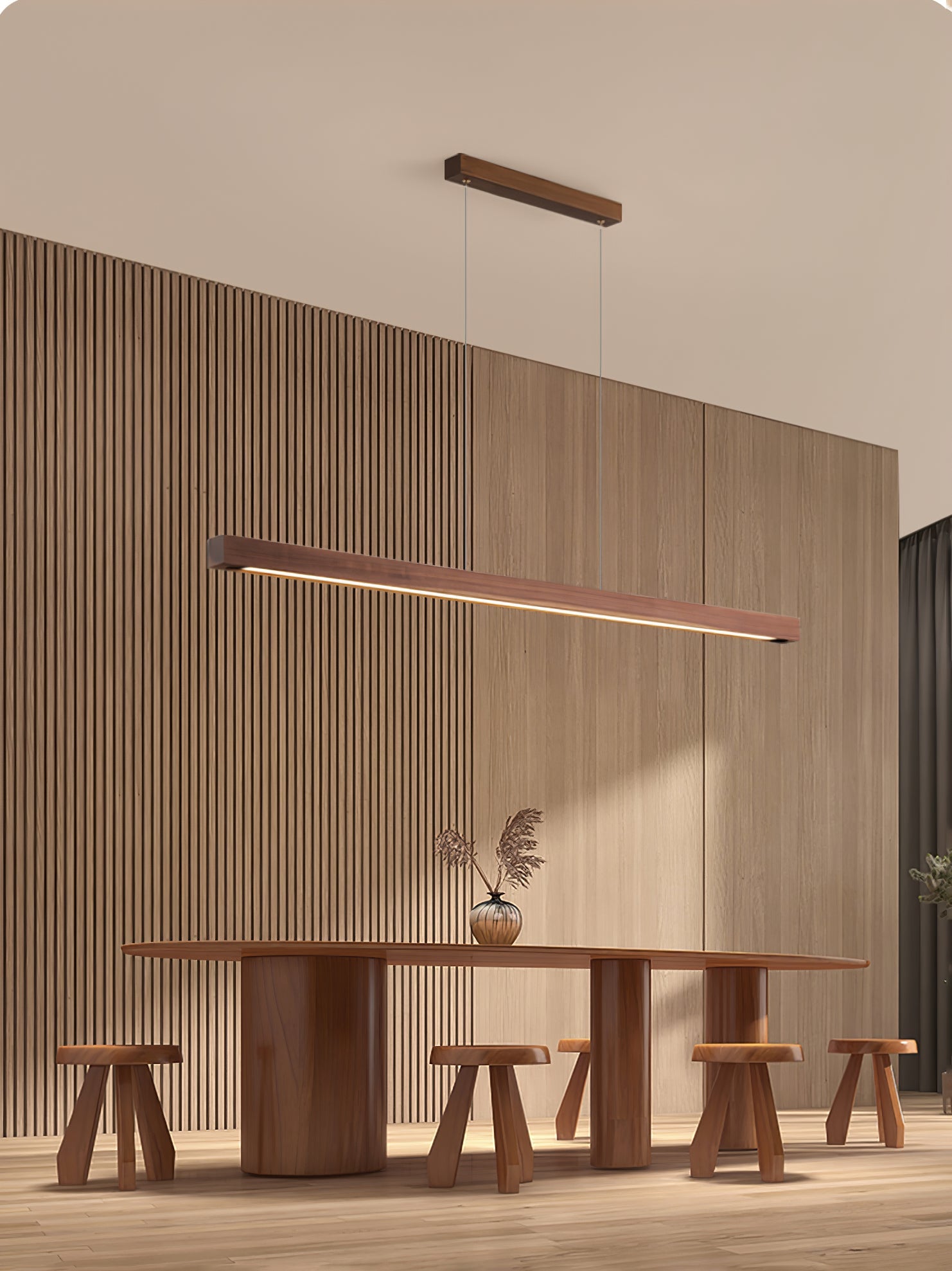 Elowen Linear Minimalist Wood Pendant Light - Letslighting