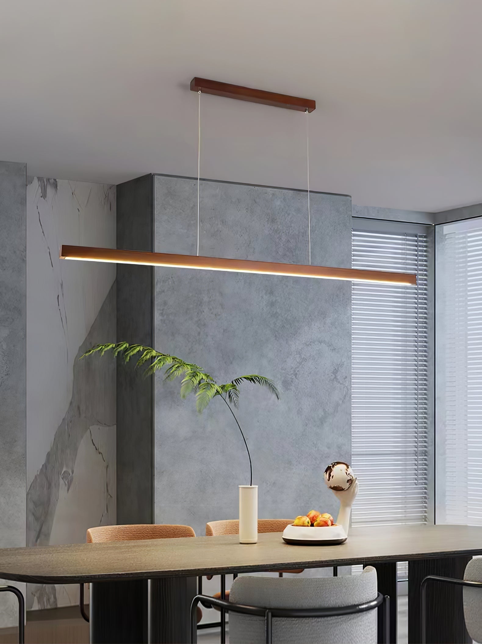 Elowen Linear Minimalist Wood Pendant Light - Letslighting