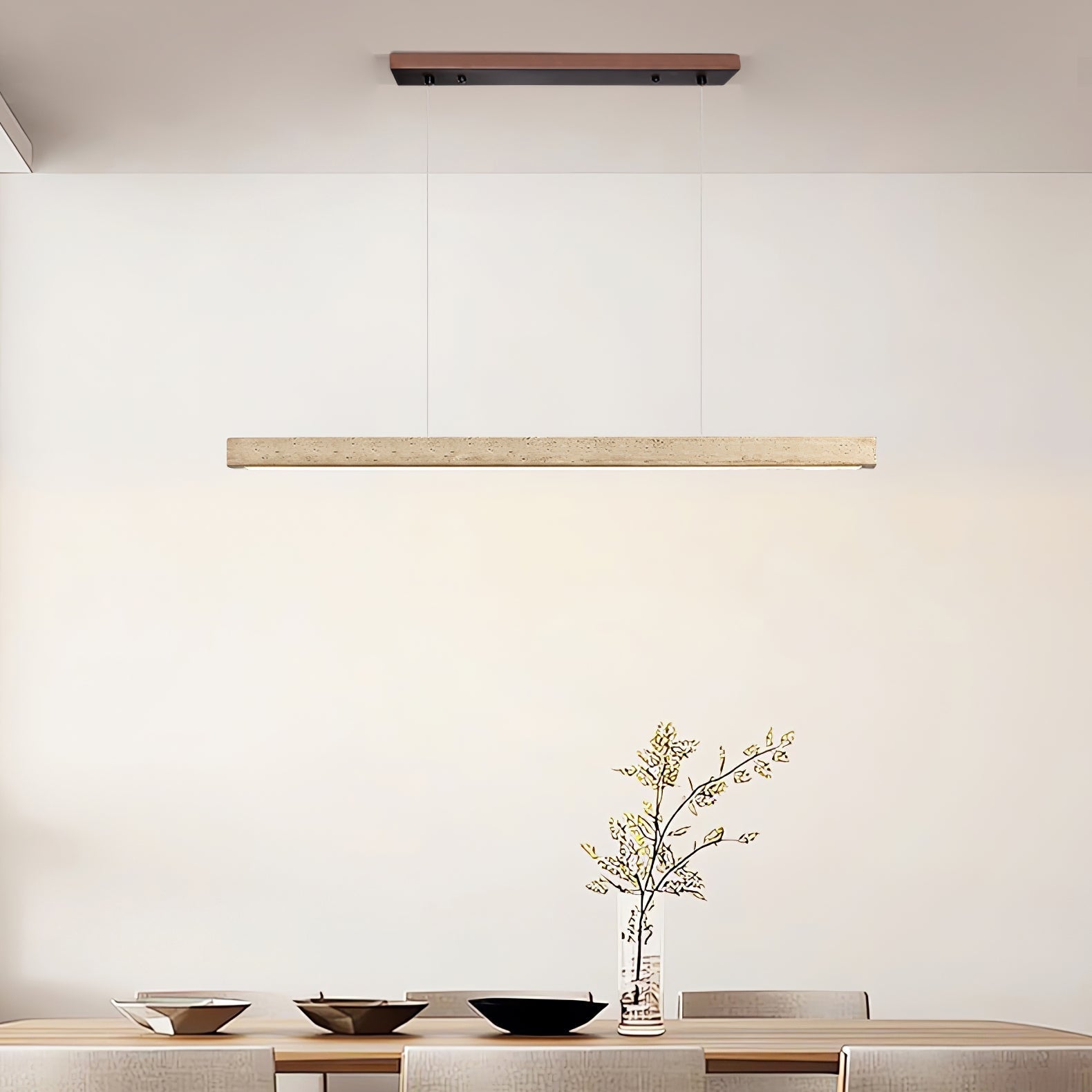 Imiror Minimalist Travertine Linear Pendant - Letslighting