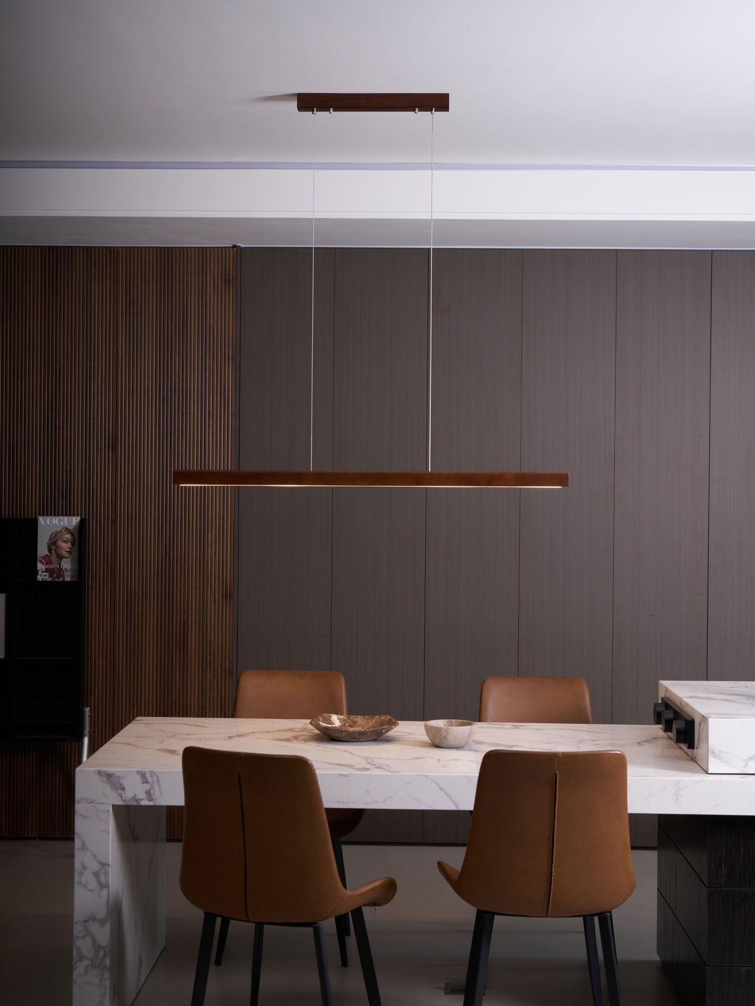 Elowen Linear Minimalist Wood Pendant Light - Letslighting