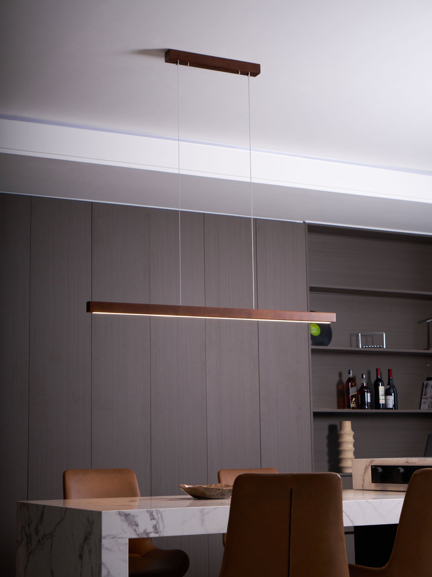 Elowen Linear Minimalist Wood Pendant Light - Letslighting