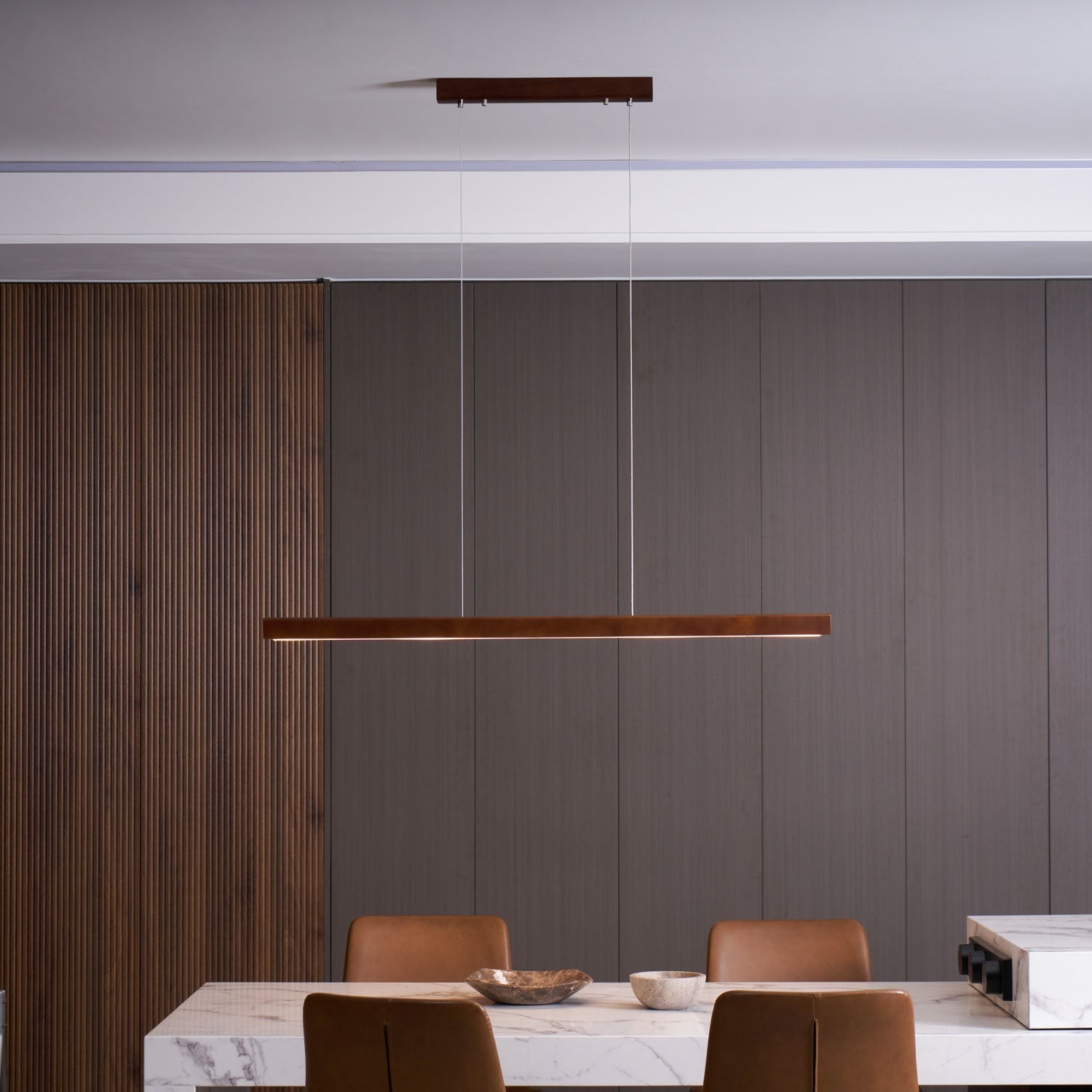 Elowen Linear Minimalist Wood Pendant Light - Letslighting
