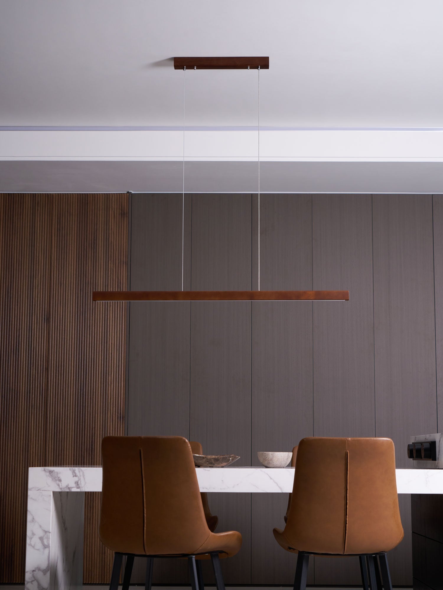 Elowen Linear Minimalist Wood Pendant Light - Letslighting