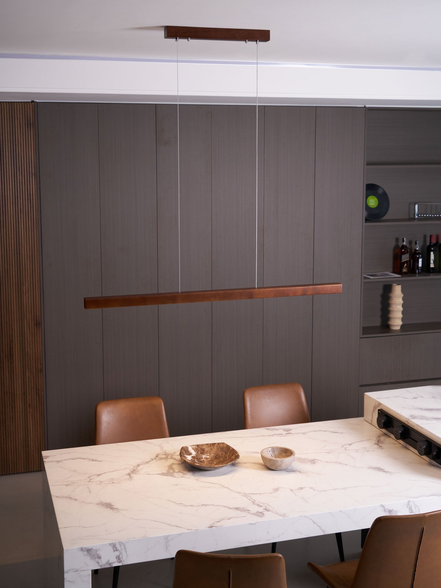 Elowen Linear Minimalist Wood Pendant Light - Letslighting