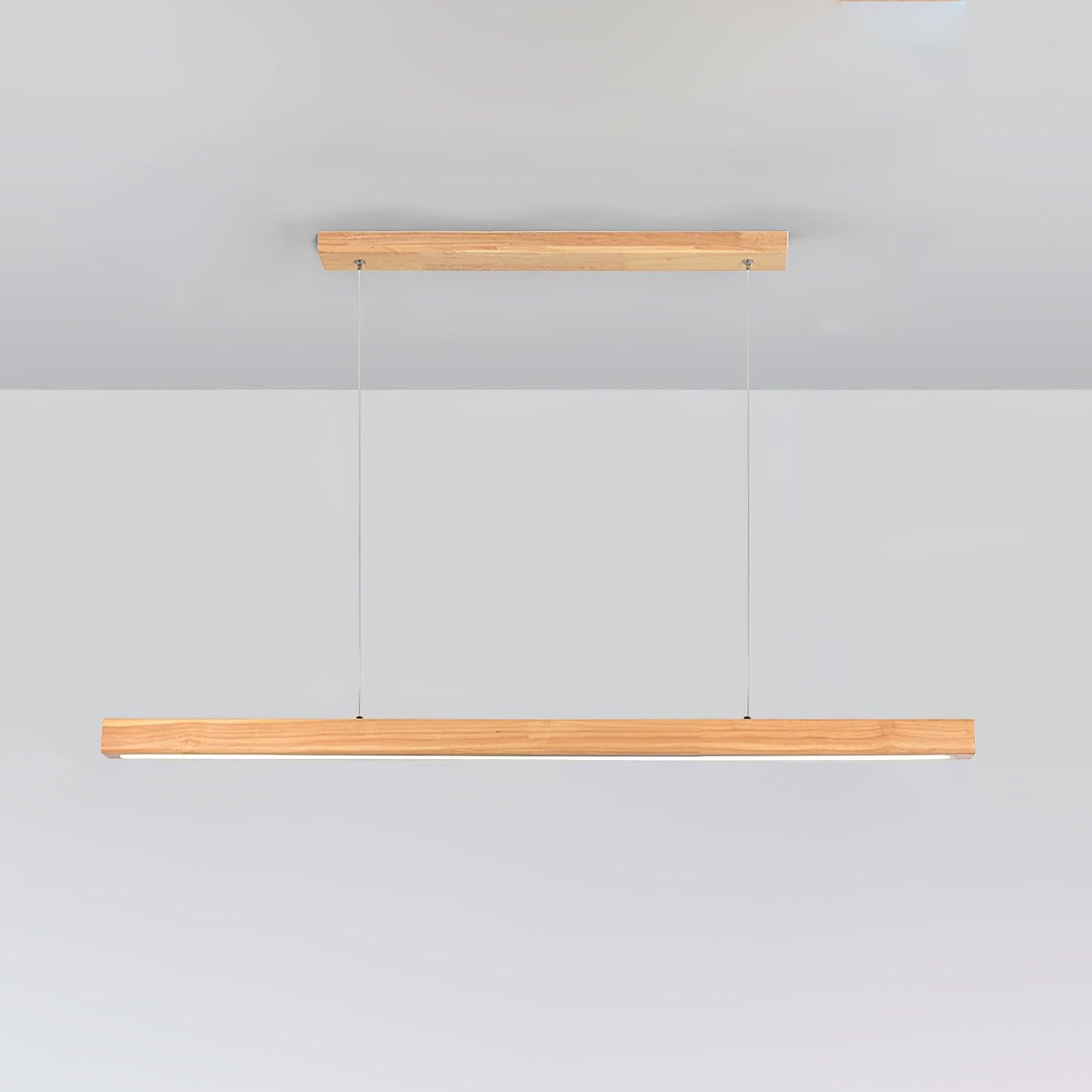 Muto Designer Linear Rod Shaped Pendant Light, Wood