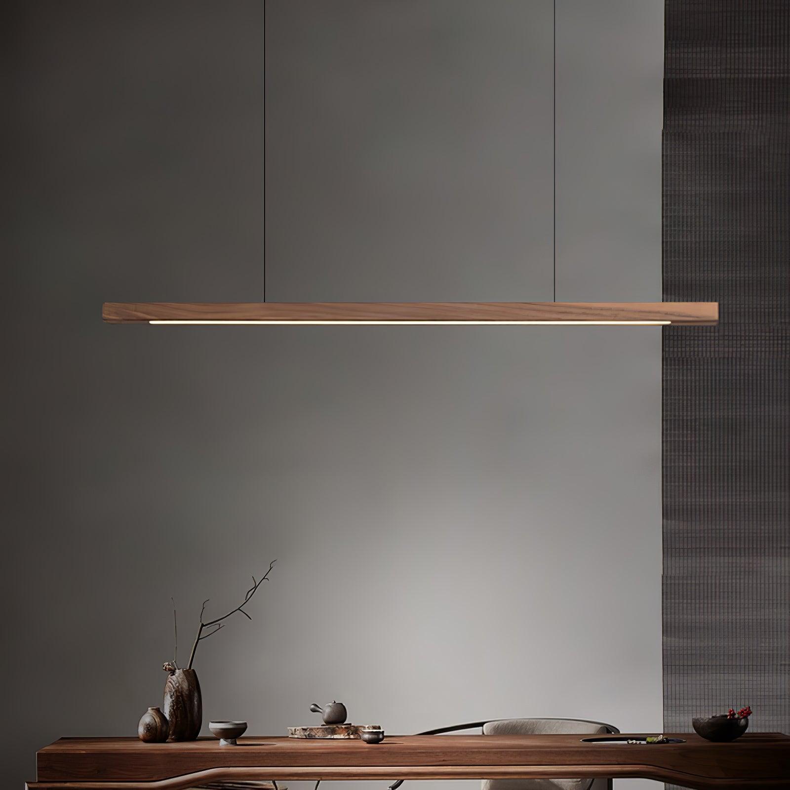 Muto Designer Linear Rod Shaped Pendant Light, Wood