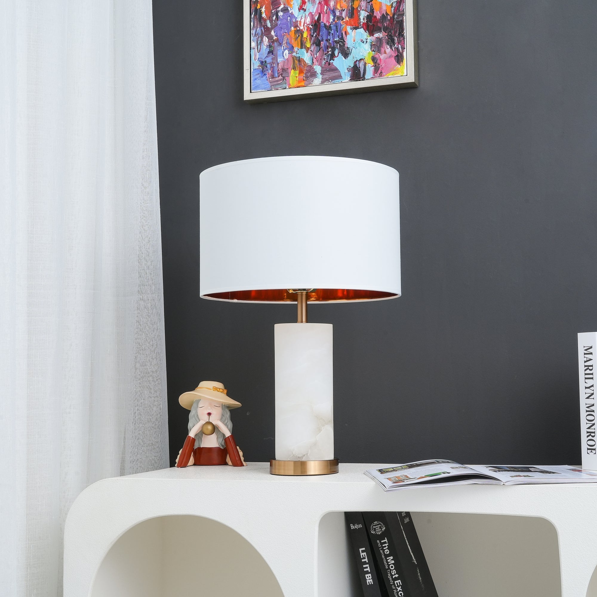 Zosilis Cylindrical Alabaster Table Lamp - Letslighting