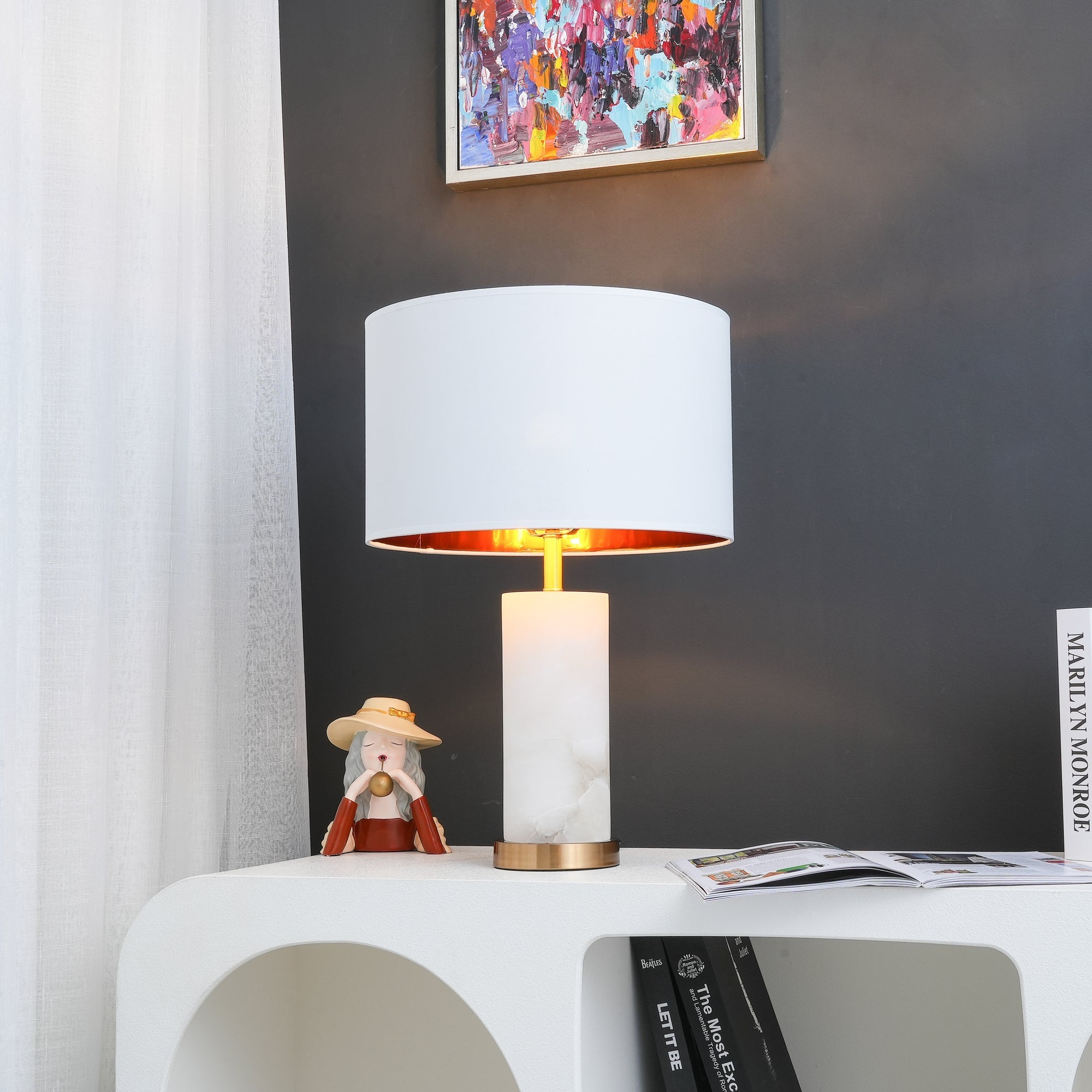 Zosilis Cylindrical Alabaster Table Lamp - Letslighting
