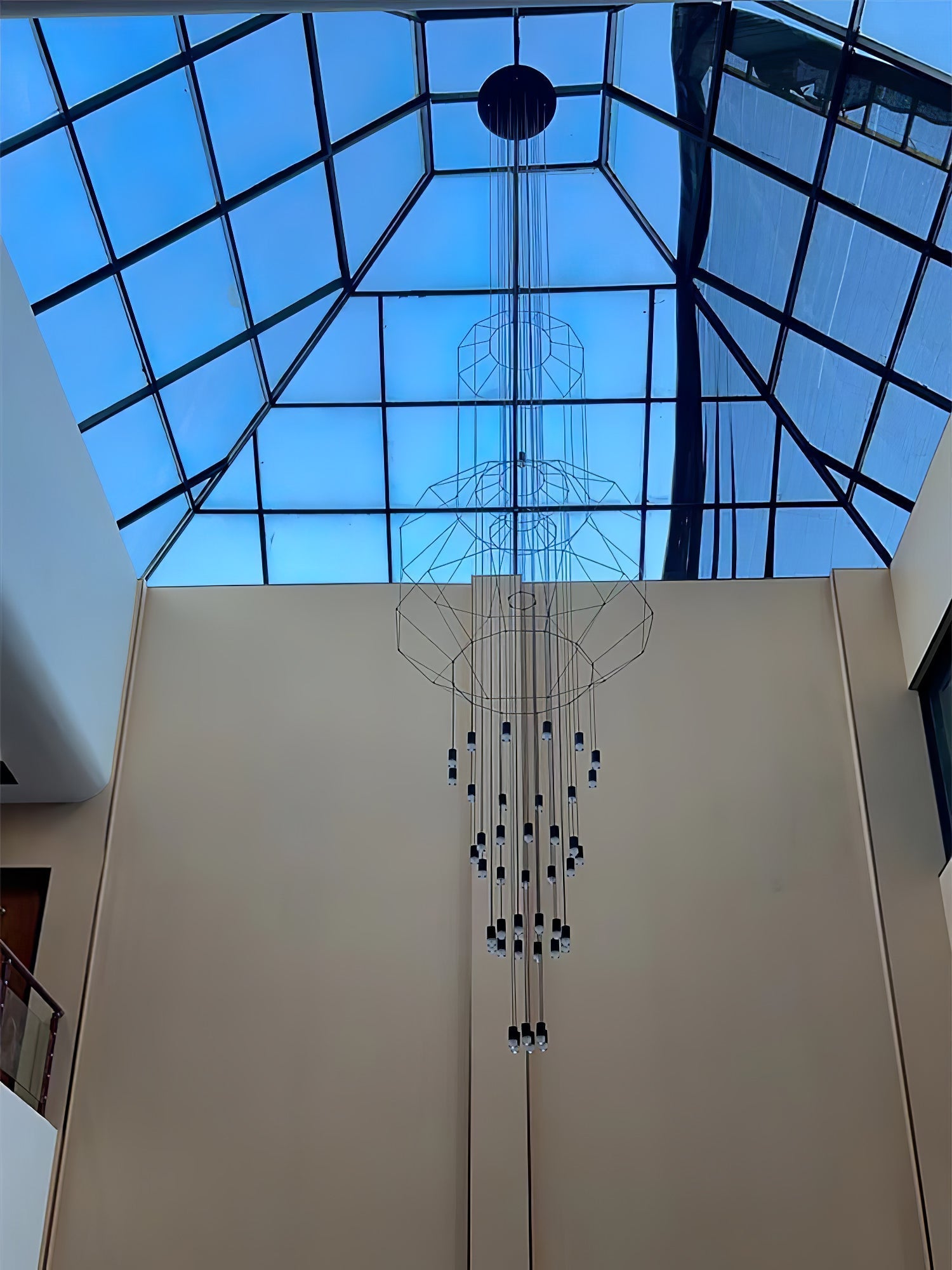 Lustra Chandelier Lines Black Wireframe LED - Letslighting