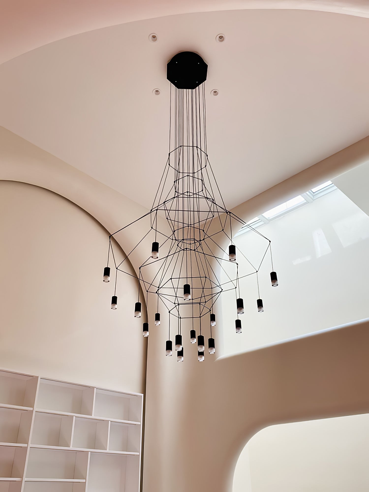 Lustra Chandelier Lines Black Wireframe LED - Letslighting