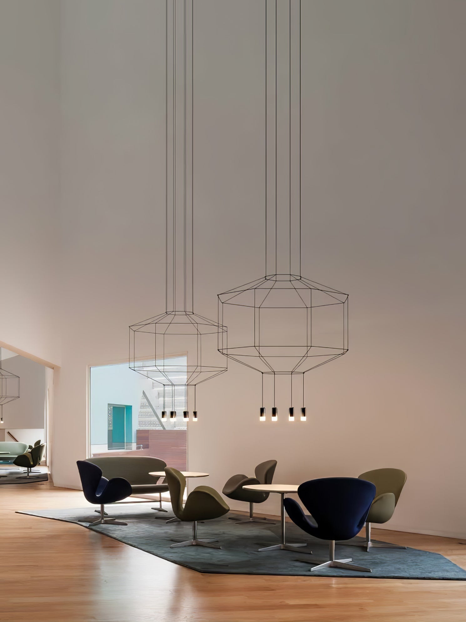 Lustra Chandelier Lines Black Wireframe LED - Letslighting