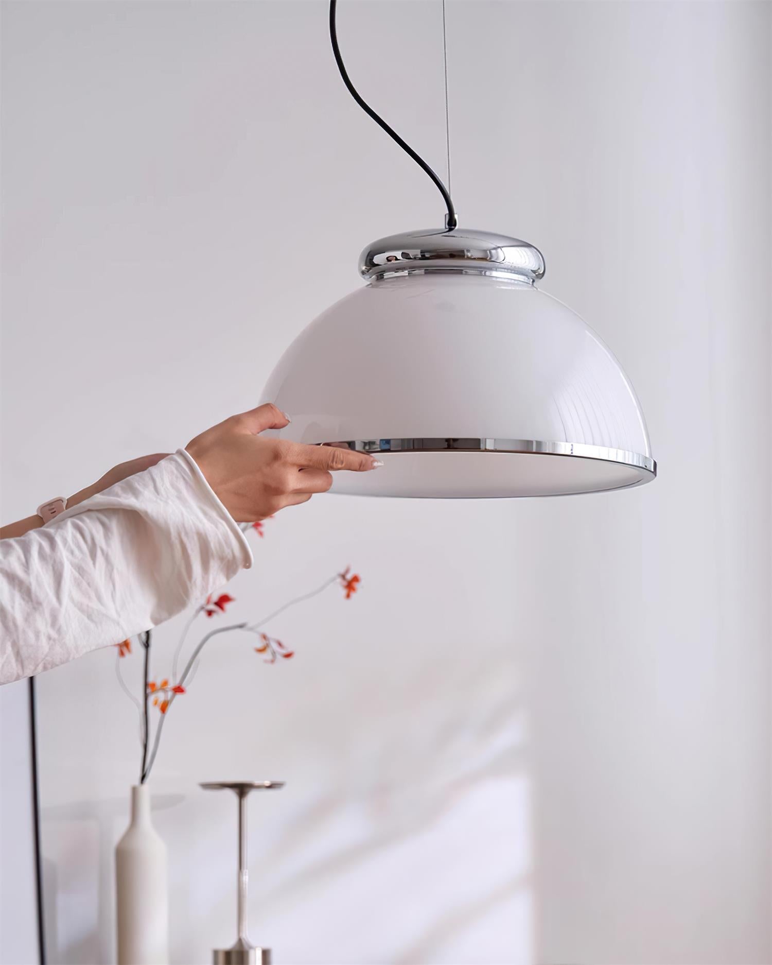 Lita Pendant Lamp Glass Dome Chrome Trim - Letslighting