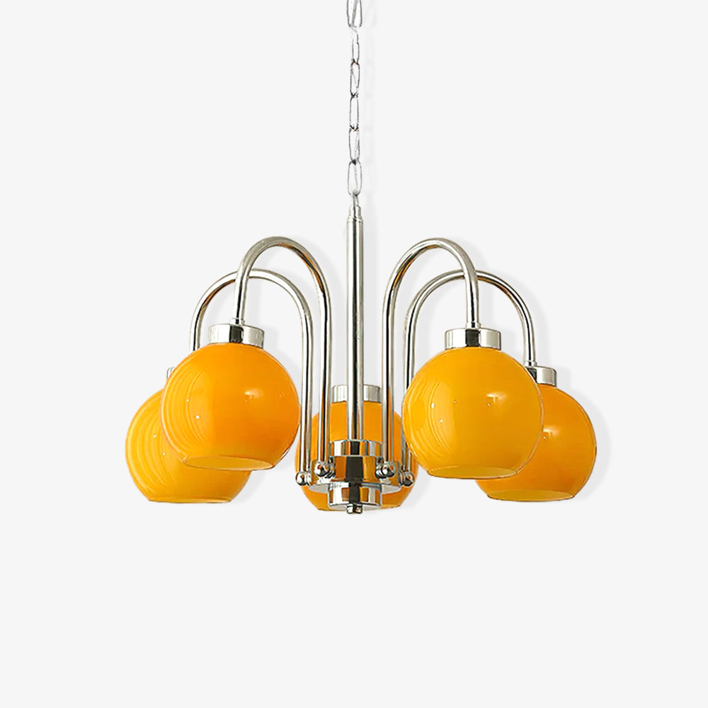 Lustra Chandelier Yellow Glass Globes - Letslighting