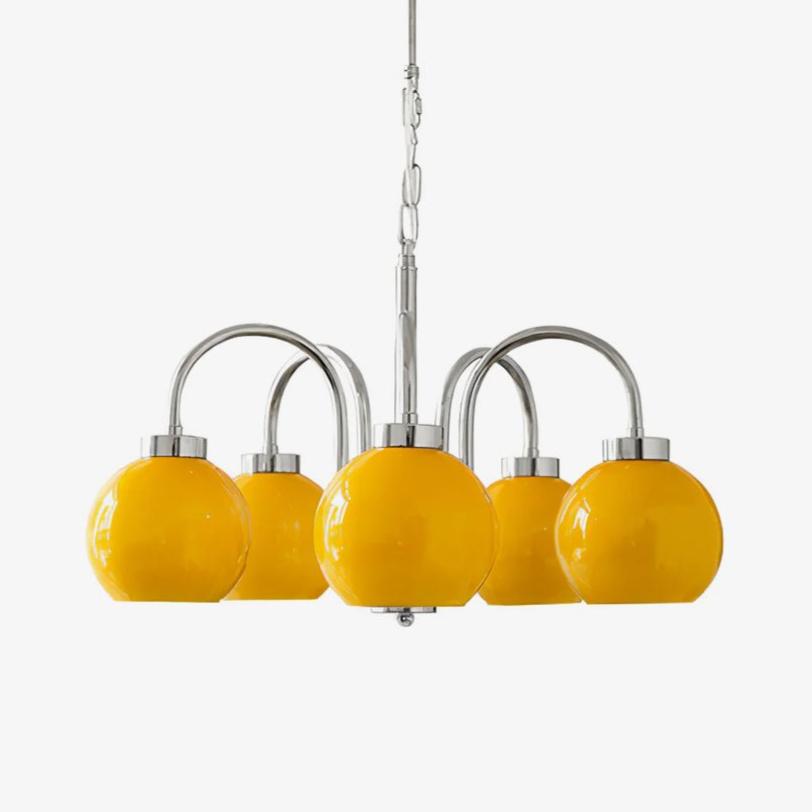 Lustra Chandelier Yellow Glass Globes - Letslighting