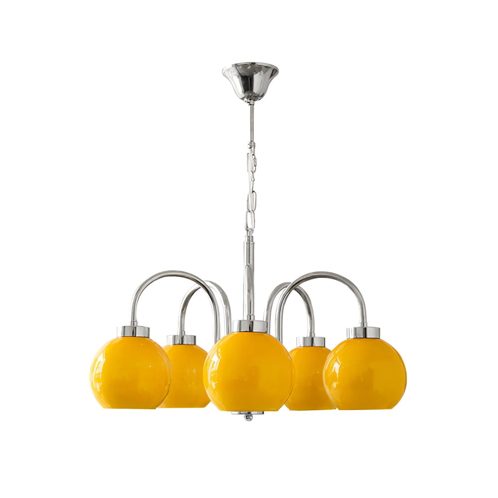 Lustra Chandelier Yellow Glass Globes - Letslighting