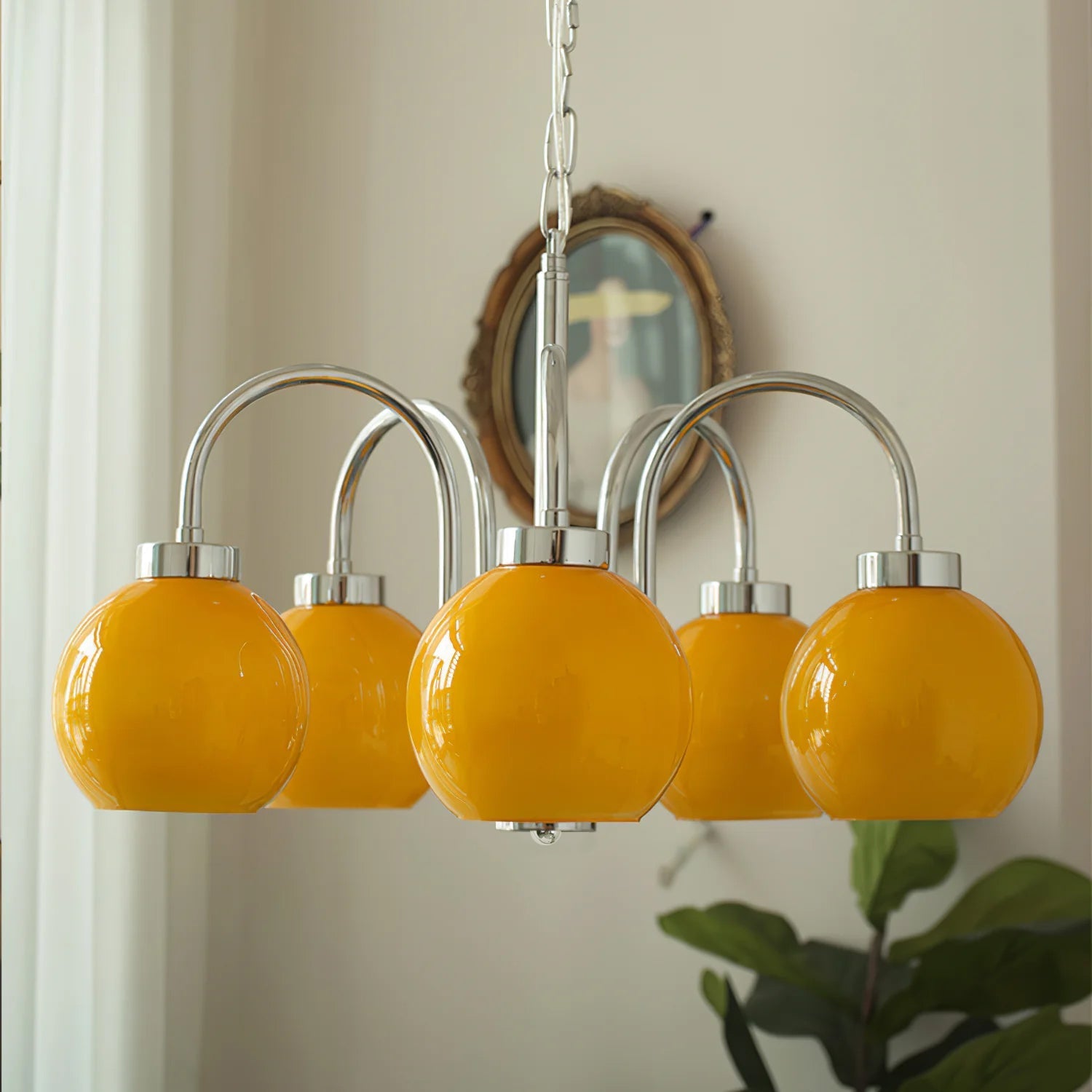 Lustra Chandelier Yellow Glass Globes - Letslighting