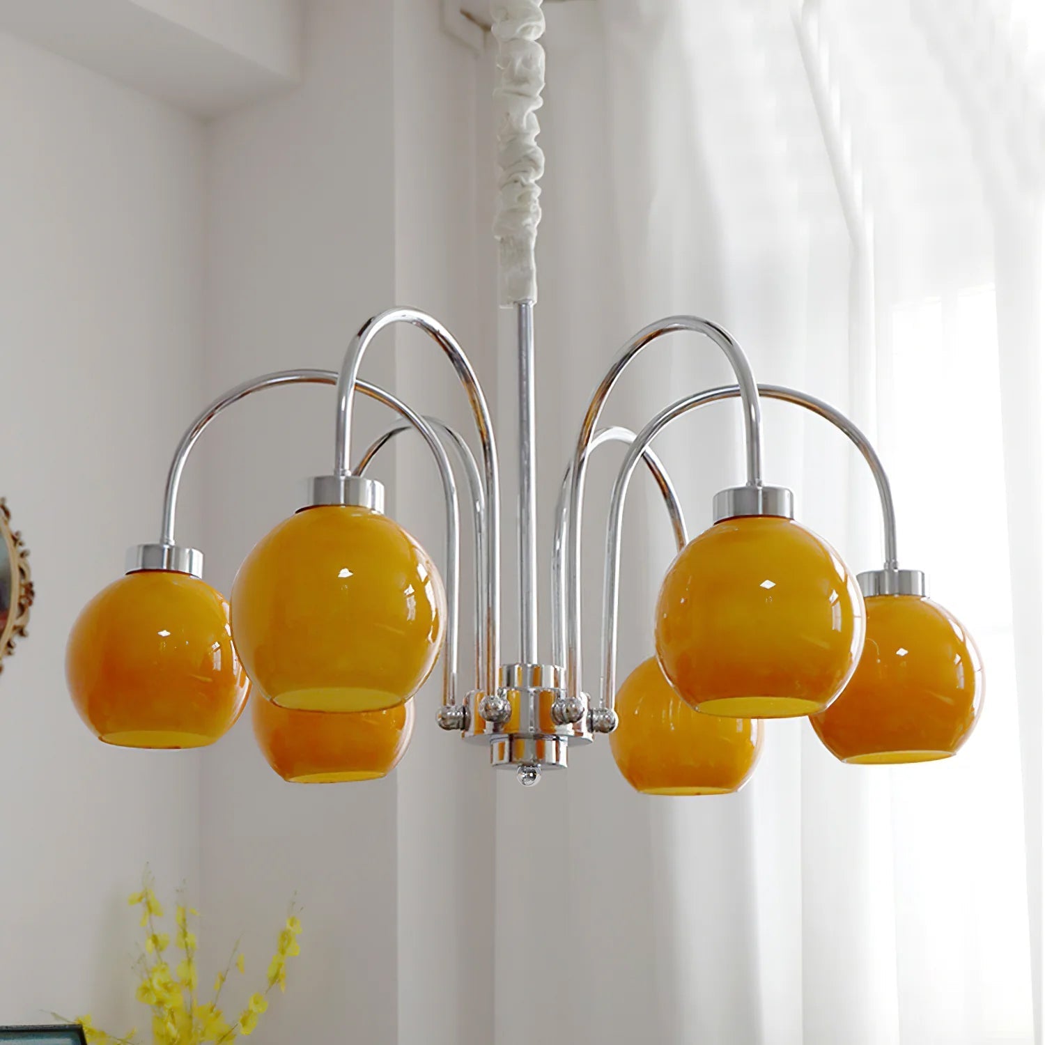 Lustra Chandelier Yellow Glass Globes - Letslighting