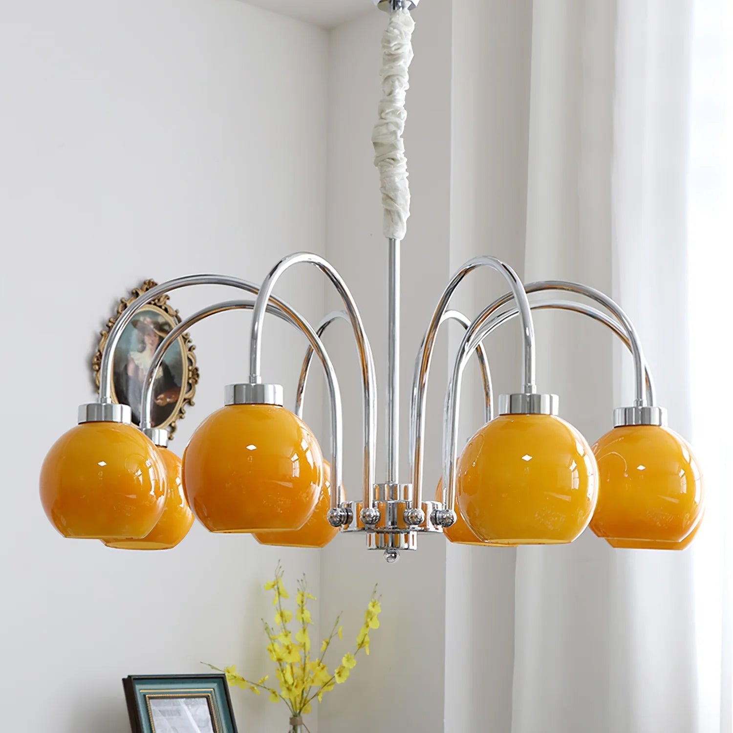 Lustra Chandelier Yellow Glass Globes - Letslighting