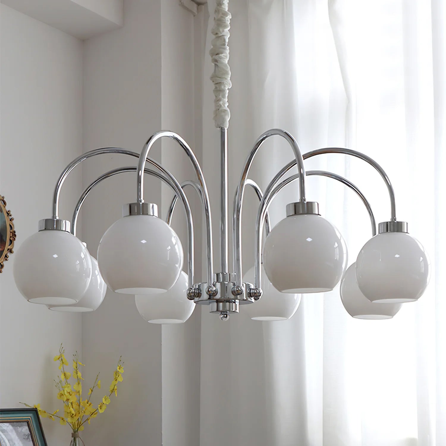 Lustra Chandelier Yellow Glass Globes - Letslighting