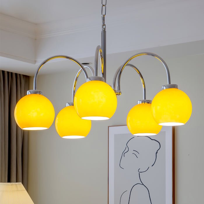 Lustra Chandelier Yellow Glass Globes - Letslighting