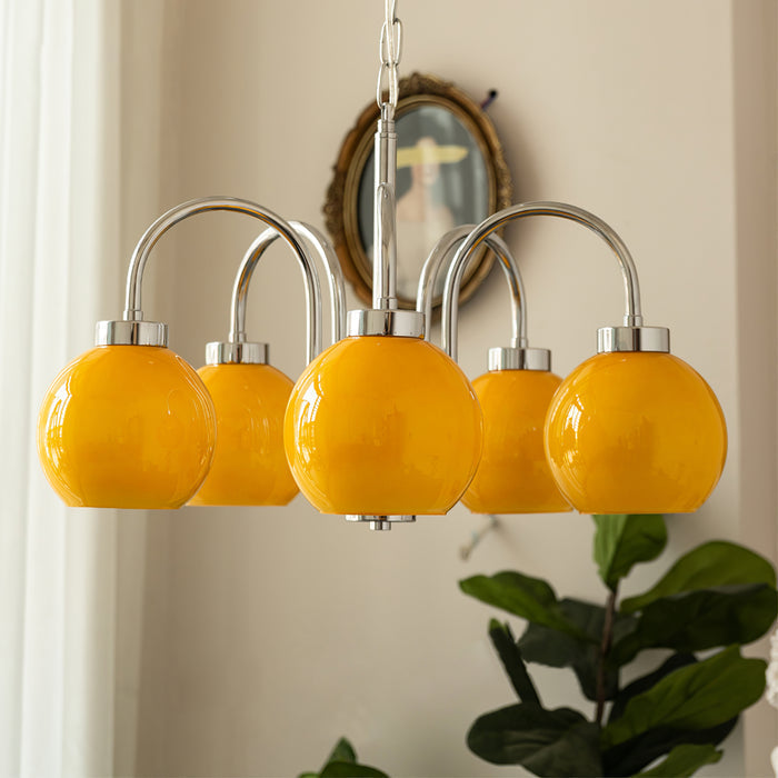 Lustra Chandelier Yellow Glass Globes - Letslighting