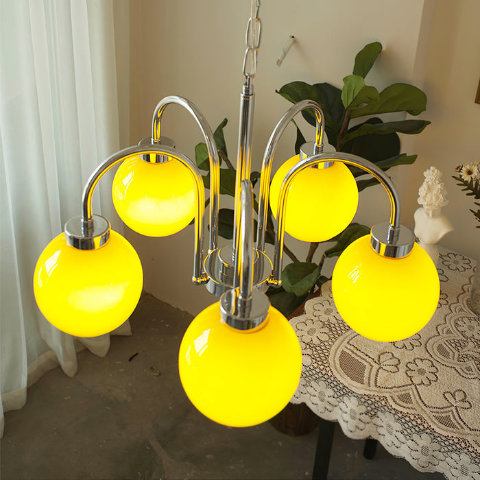 Lustra Chandelier Yellow Glass Globes - Letslighting