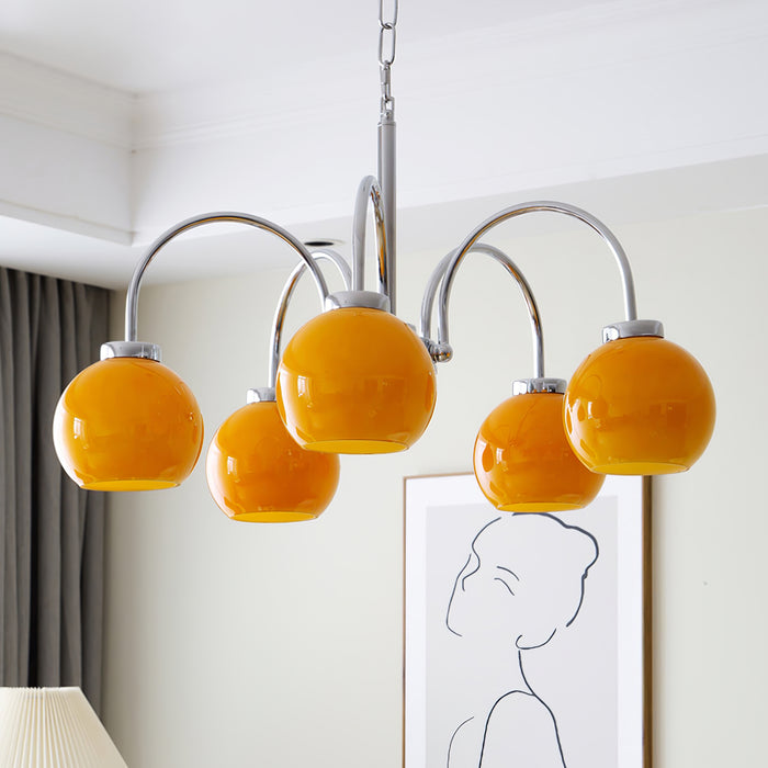 Lustra Chandelier Yellow Glass Globes - Letslighting