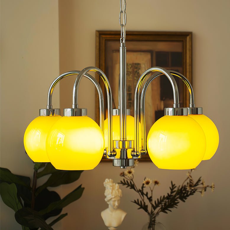 Lustra Chandelier Yellow Glass Globes - Letslighting