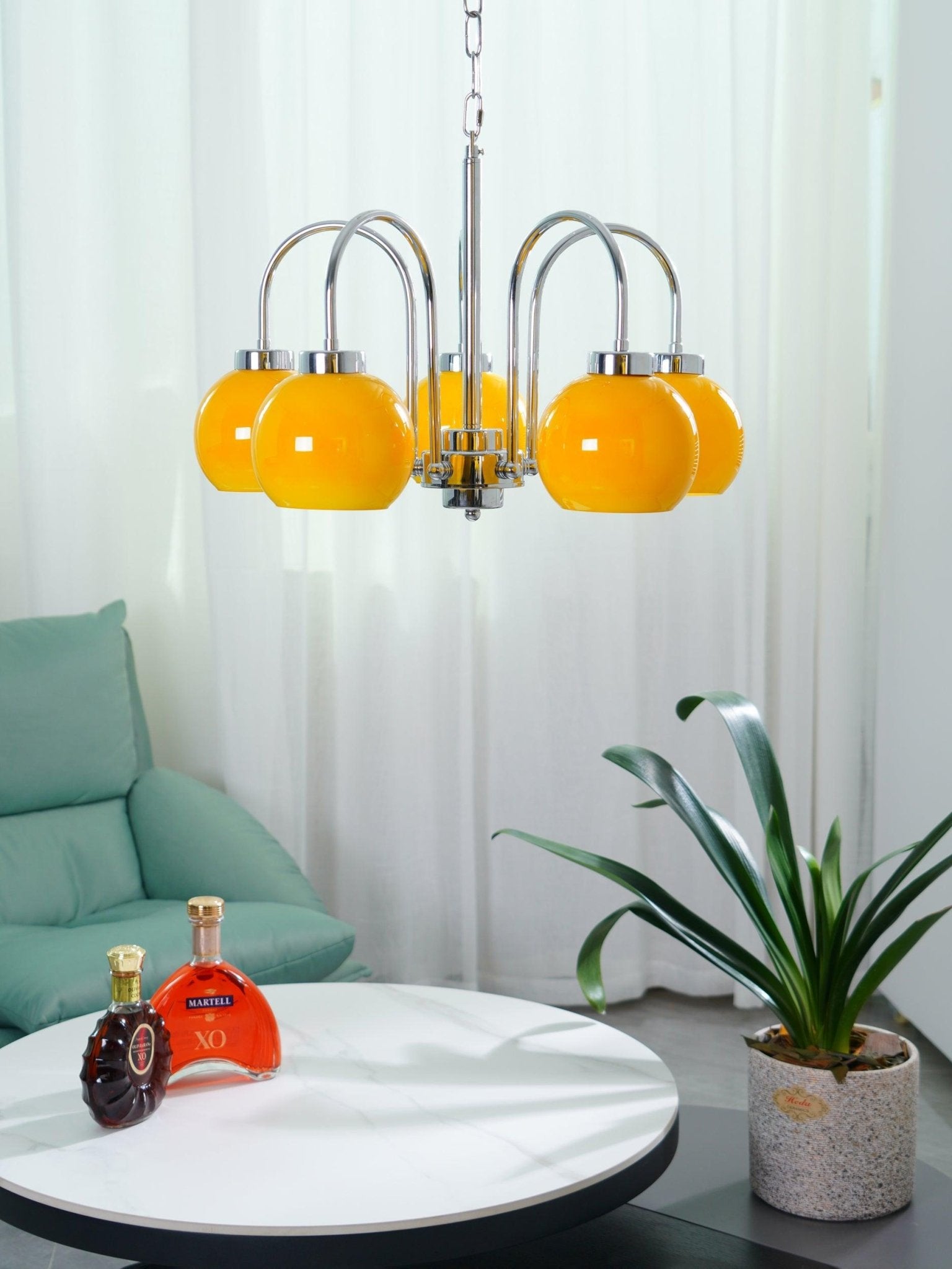 Lustra Chandelier Yellow Glass Globes - Letslighting