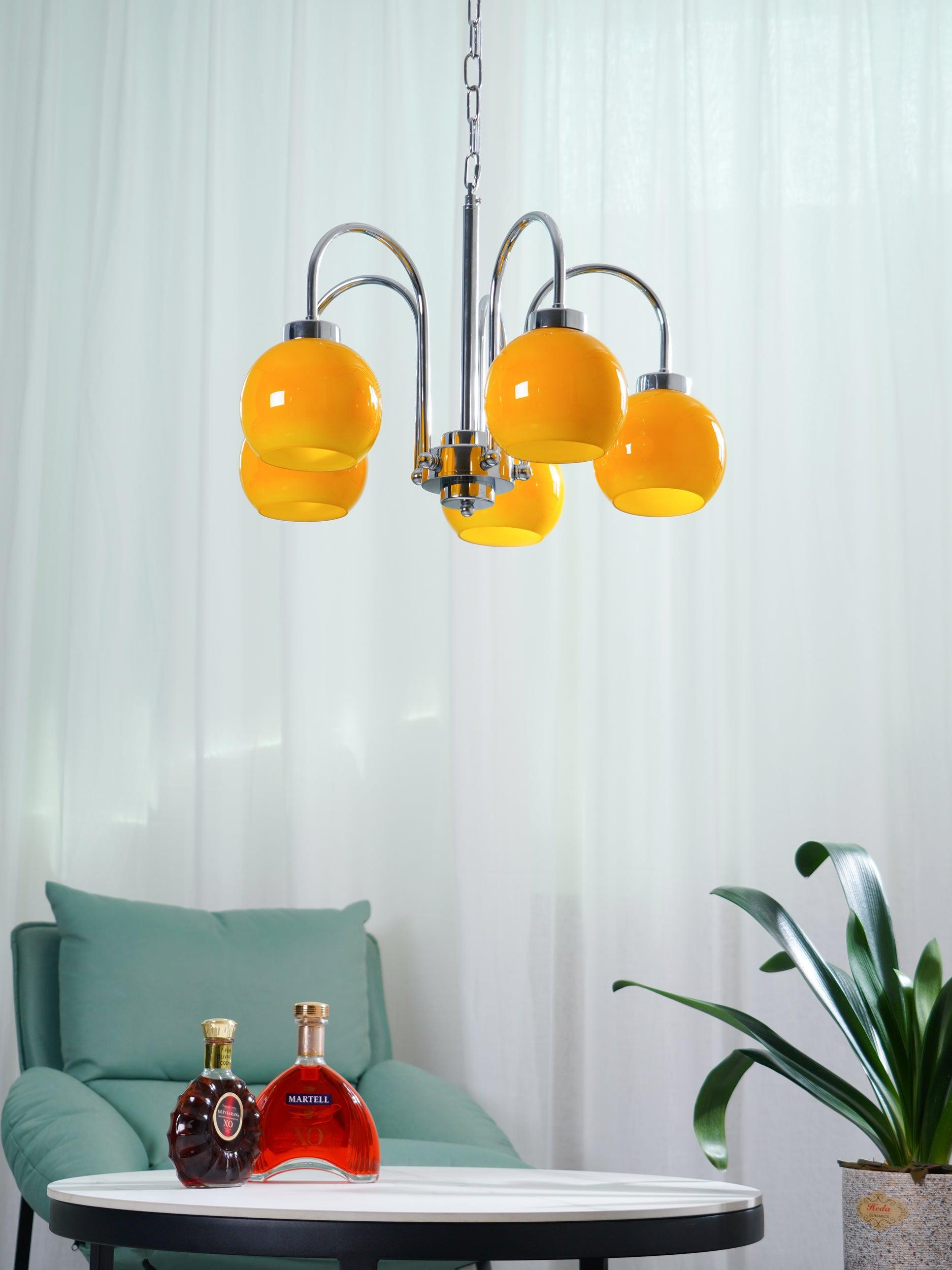 Lustra Chandelier Yellow Glass Globes - Letslighting