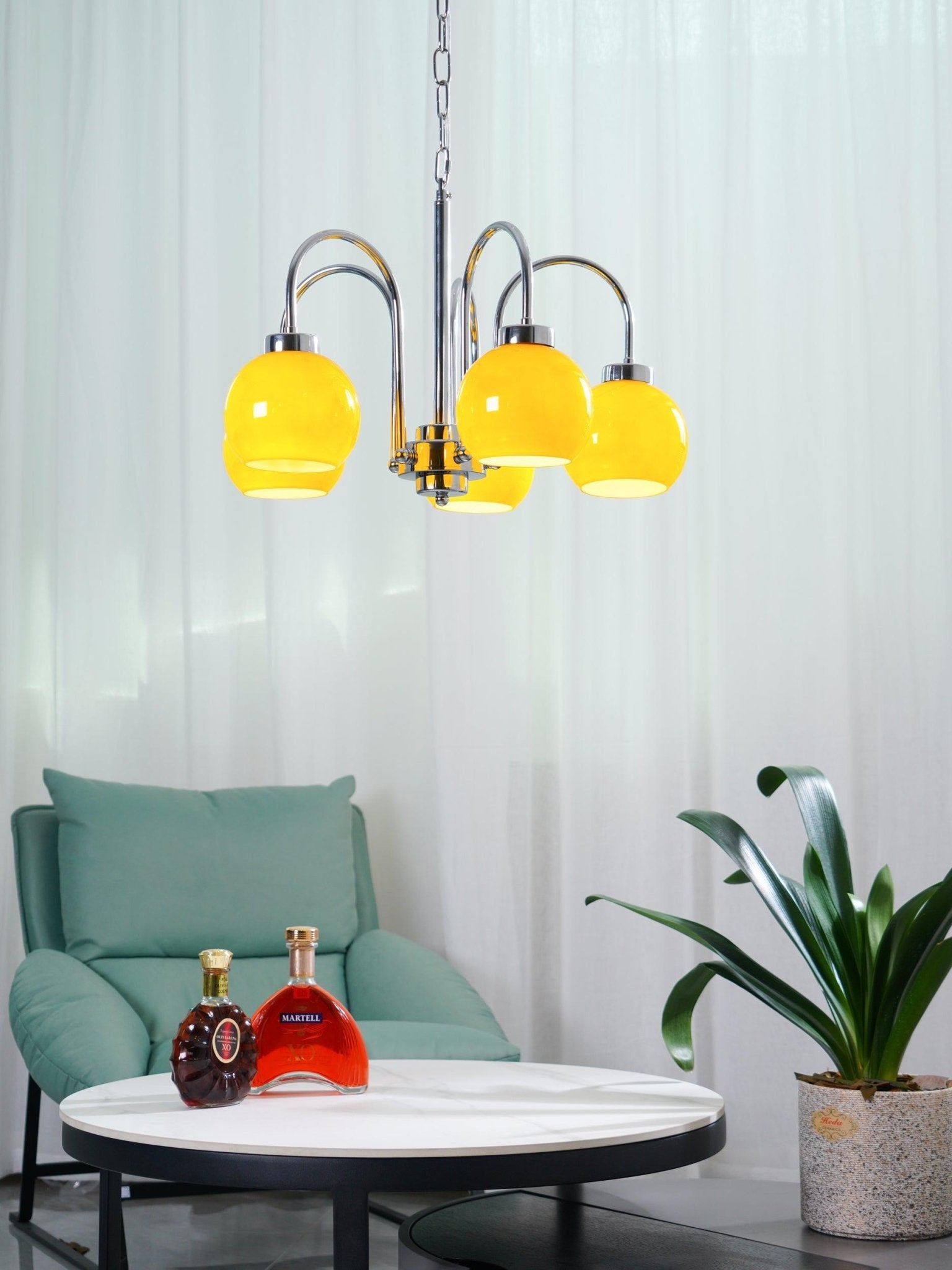Lustra Chandelier Yellow Glass Globes - Letslighting