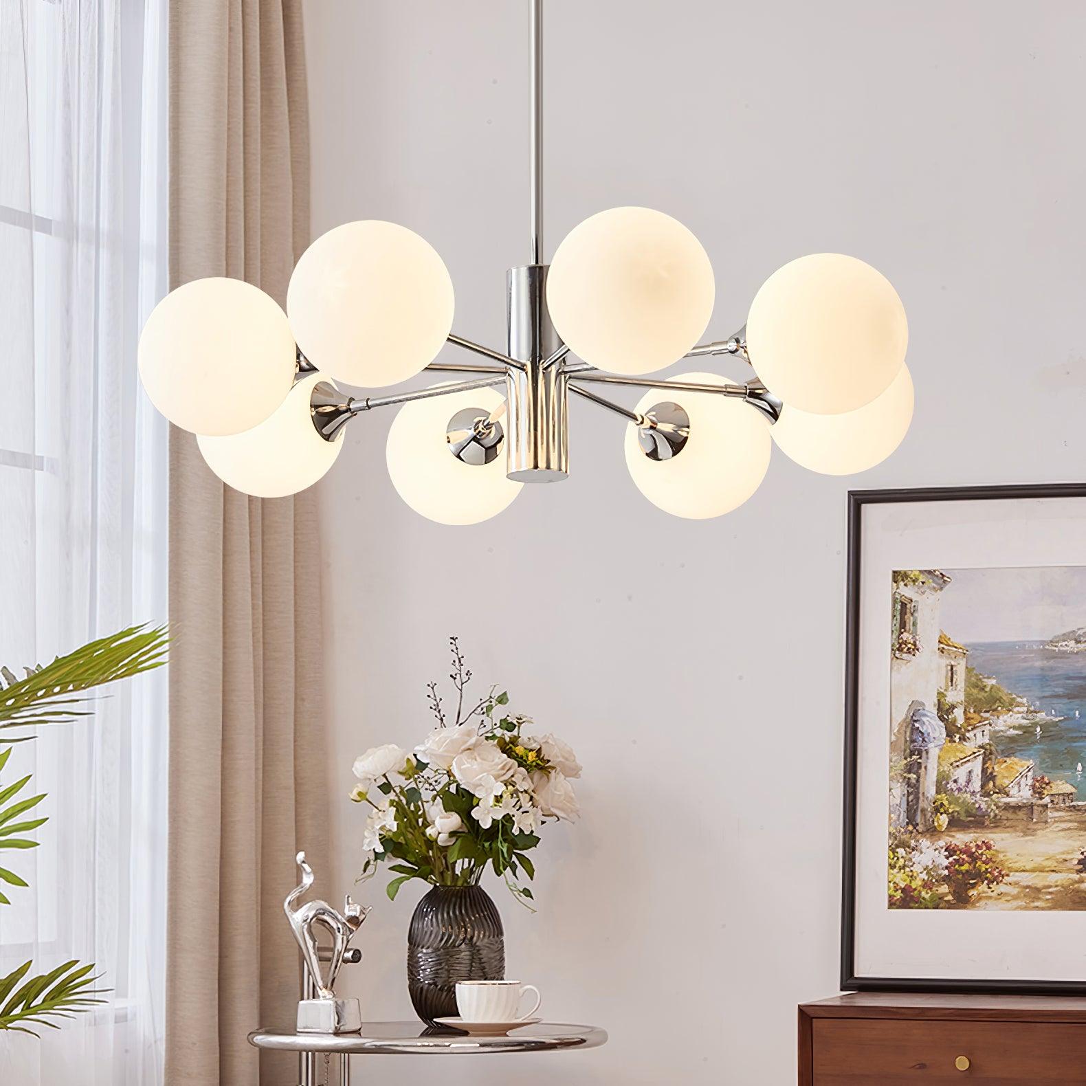Lustra Chandelier Chrome Glass Globe - Letslighting