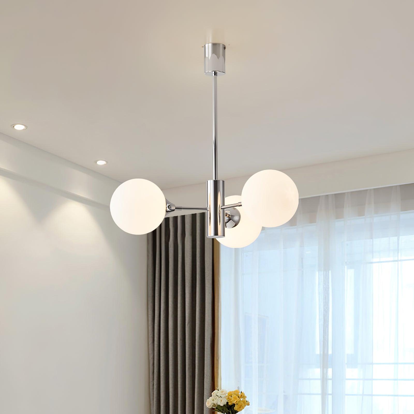 Lustra Chandelier Chrome Glass Globe - Letslighting