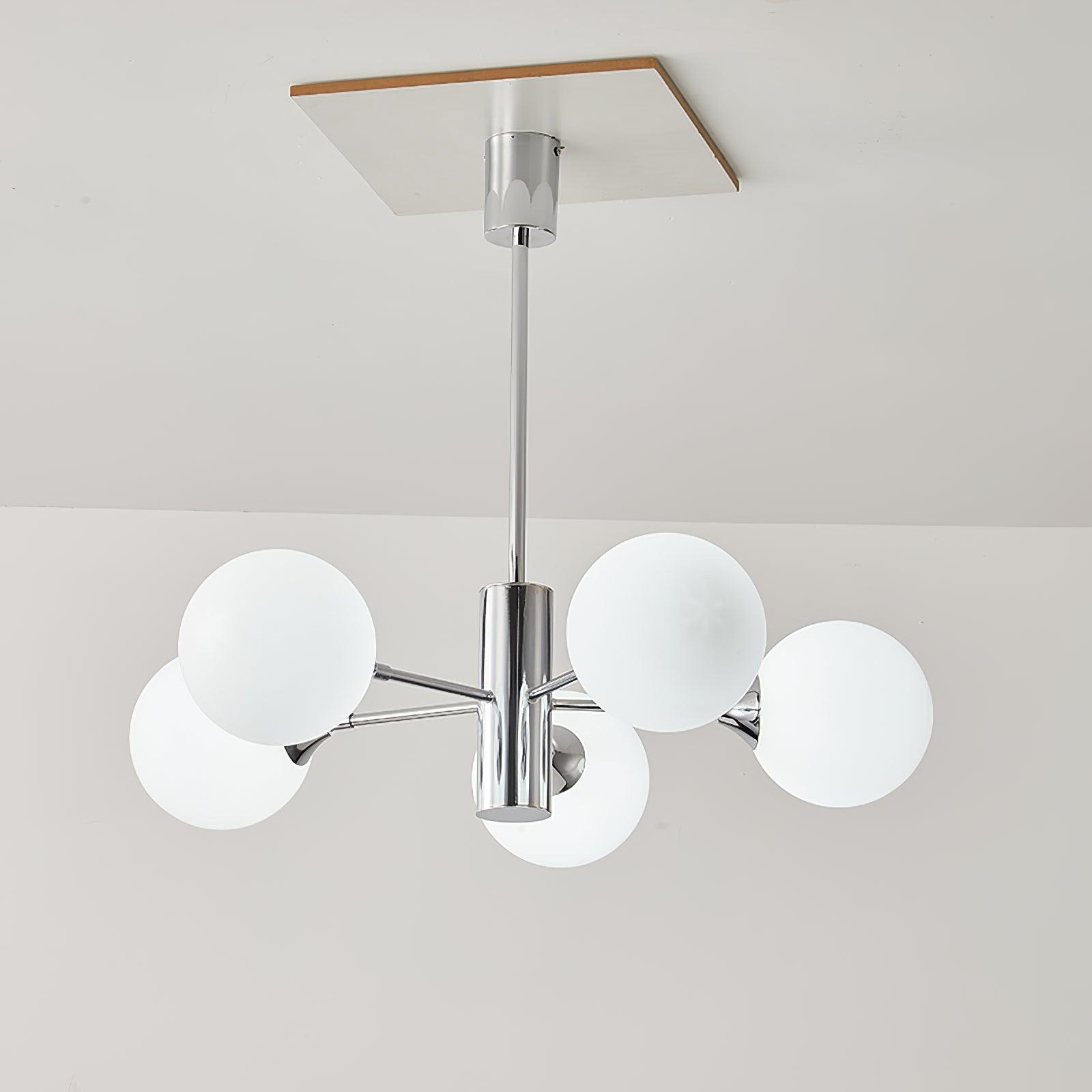 Lustra Chandelier Chrome Glass Globe - Letslighting