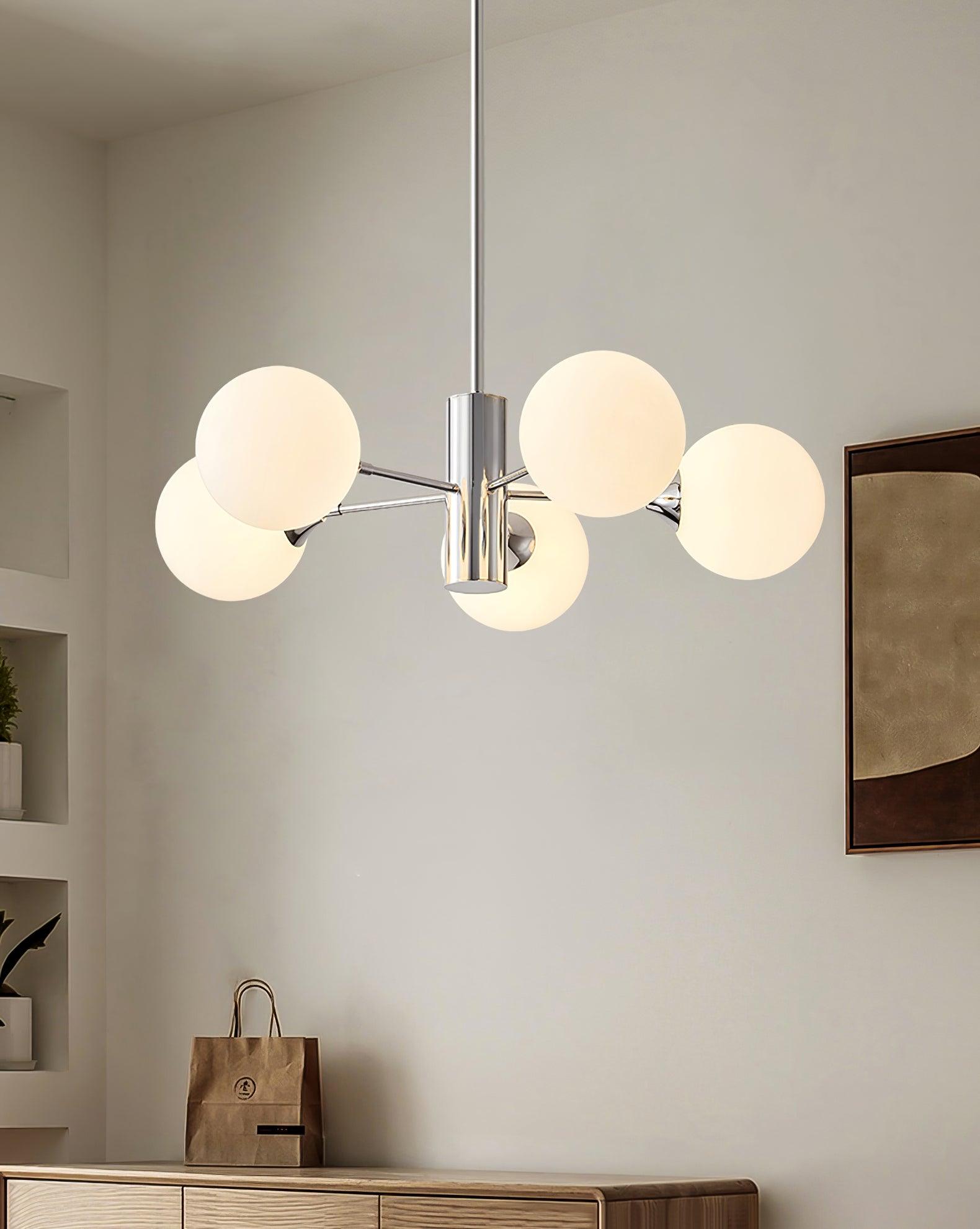 Lustra Chandelier Chrome Glass Globe - Letslighting
